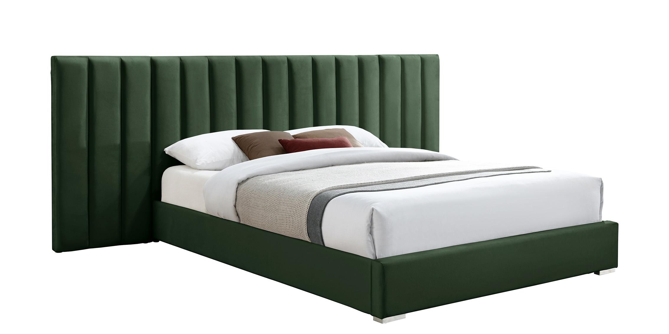 Contemporary, Modern Platform Bed PABLO PabloGreen-Q PabloGreen-Q in Green Fabric