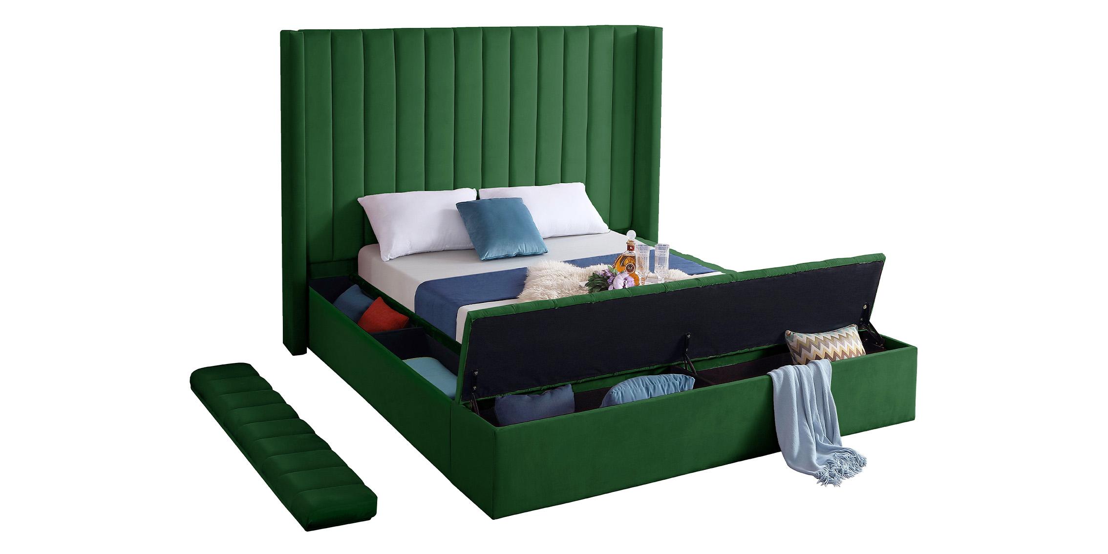 

    
KikiGreen-K Green Velvet Channel Tufted Storage King Bed KIKI Meridian Contemporary Modern
