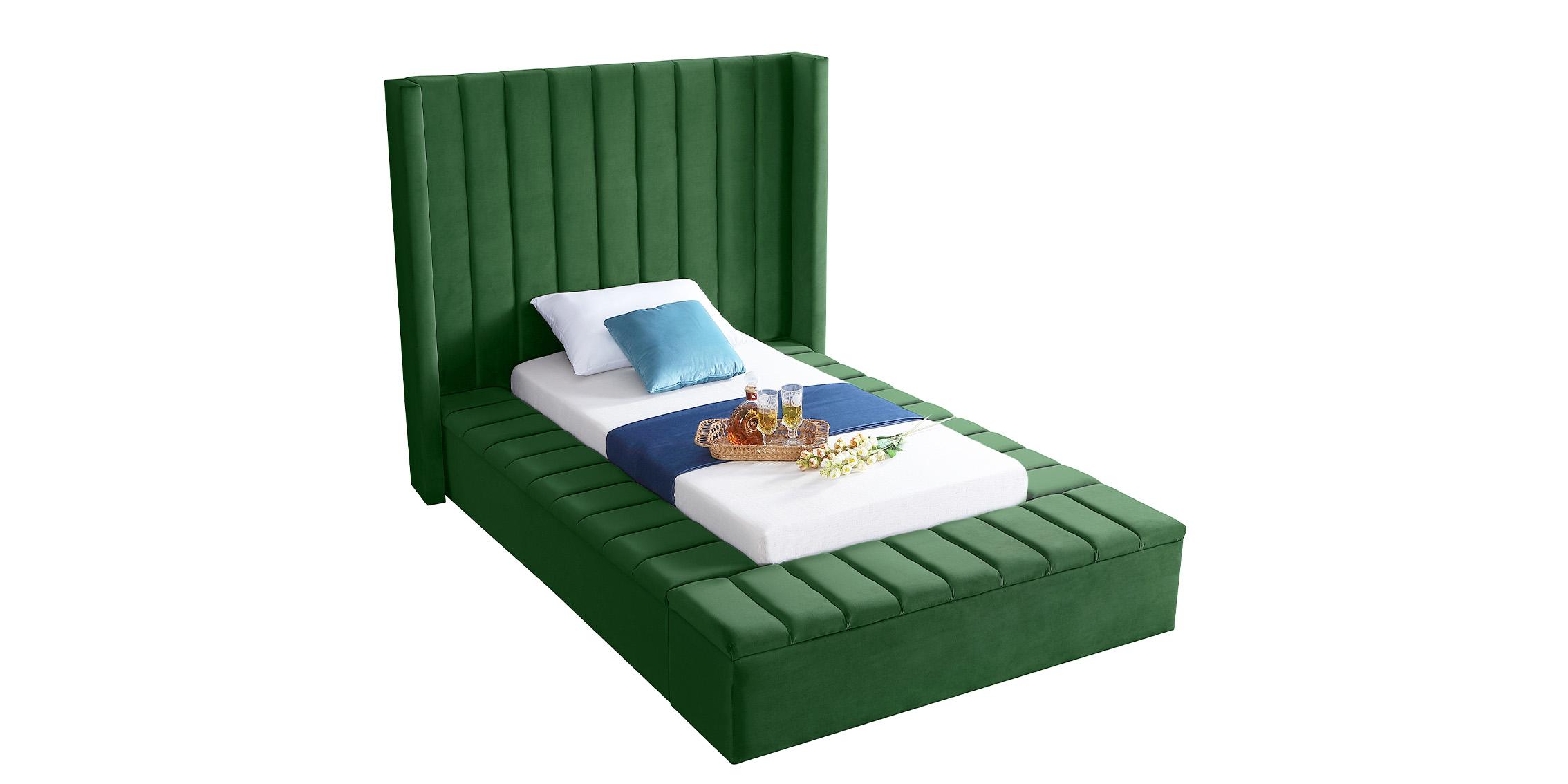 Contemporary, Modern Storage Bed KIKI Green-T KikiGreen-T in Green Velvet