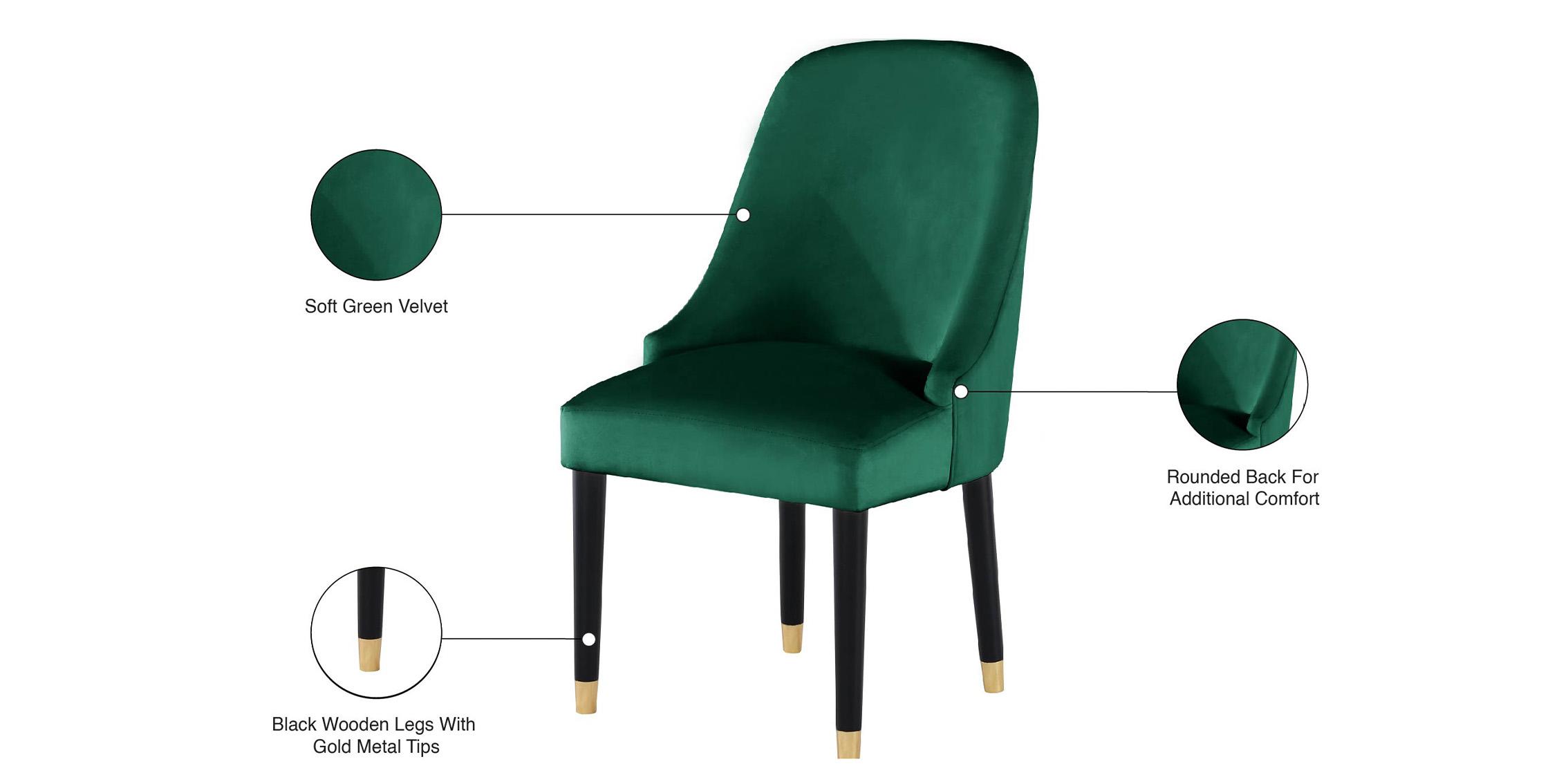 

        
Meridian Furniture OMNI 923Green-C Dining Chair Set Green Velvet 753359800813
