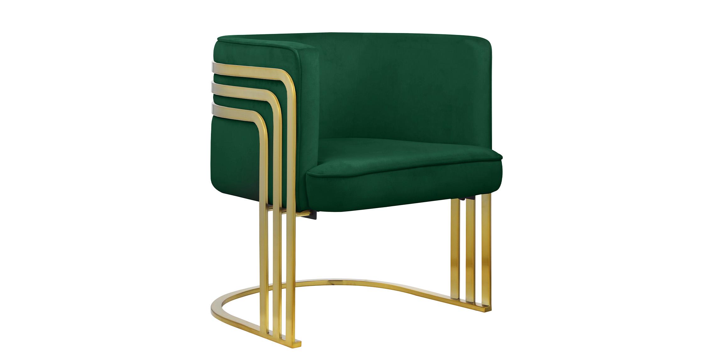 Contemporary Accent Chair RAYS 533Green 533Green in Green, Gold Velvet