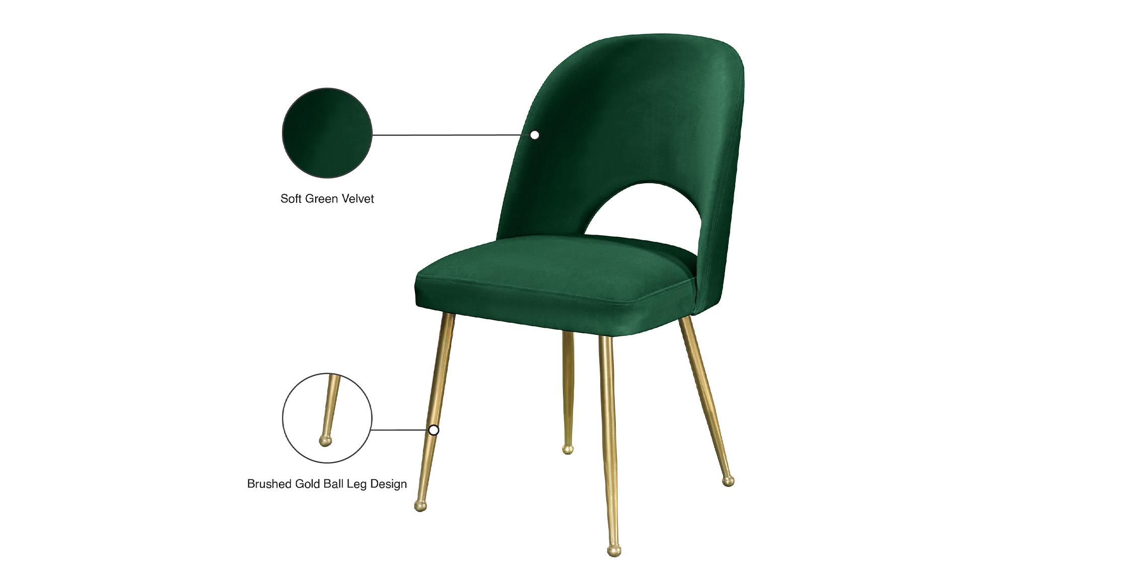 

        
Meridian Furniture LOGAN 990Green-C Dining Chair Set Green/Gold Fabric 753359801155
