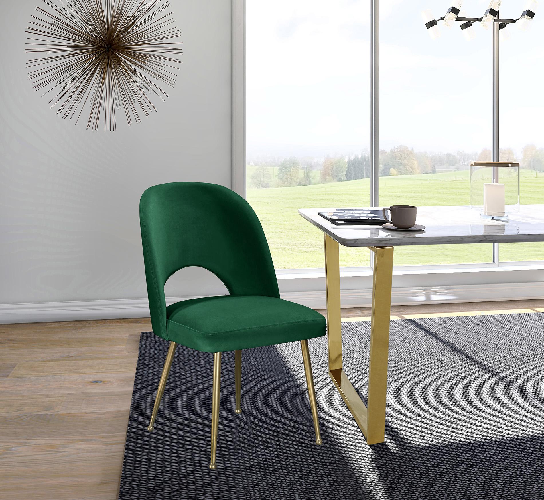 

    
Green Velvet & Gold Dining Chair Set 2 Pcs LOGAN 990Green-C Meridian Modern
