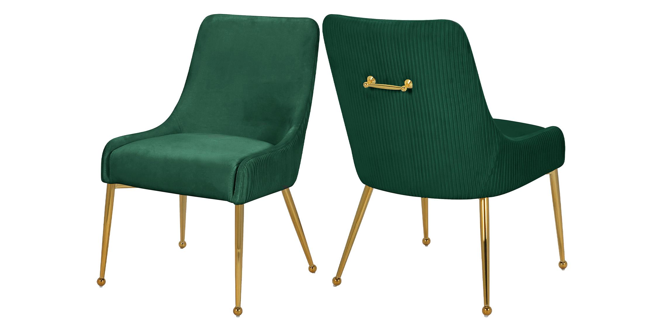 Contemporary, Modern Dining Chair Set ACE 855Green 855Green in Green, Gold Velvet