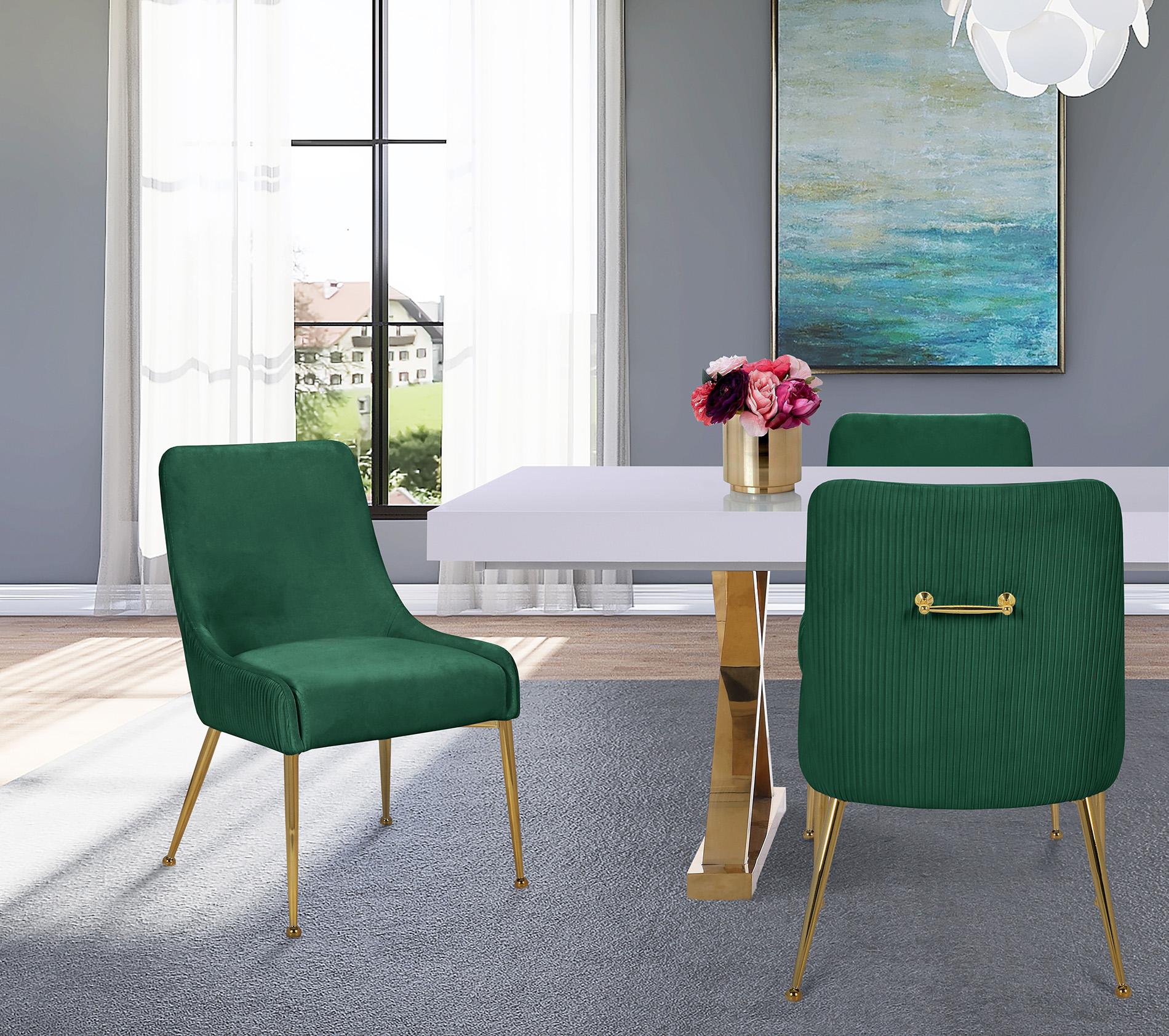 

    
Green Velvet & Gold Dining Chair Set 2Pcs ACE 855Green Meridian Contemporary
