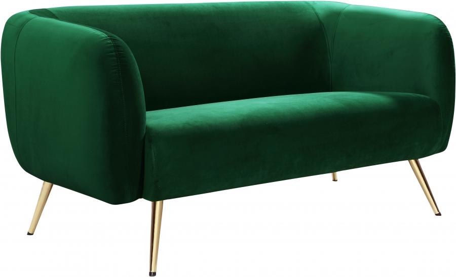 

    
685Green-Set-3 Green Velvet Gold Metal Legs Sofa Loveseat & Chair Meridian Furniture Harlow
