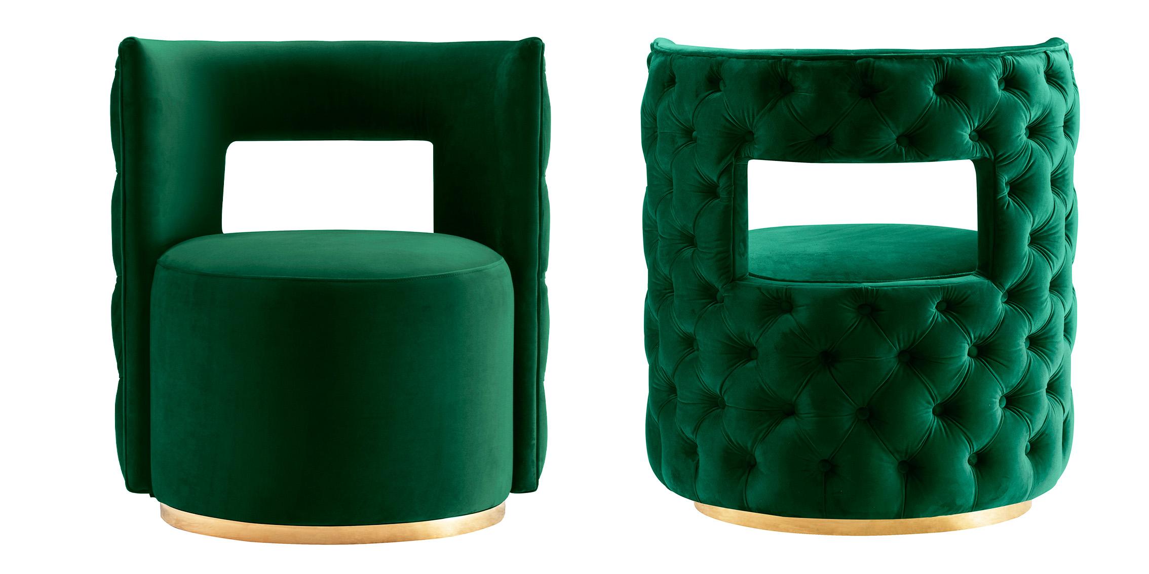 

    
Green Velvet & Gold Swivel Base Chair Set 2 THEO 594Green Meridian Contemporary

