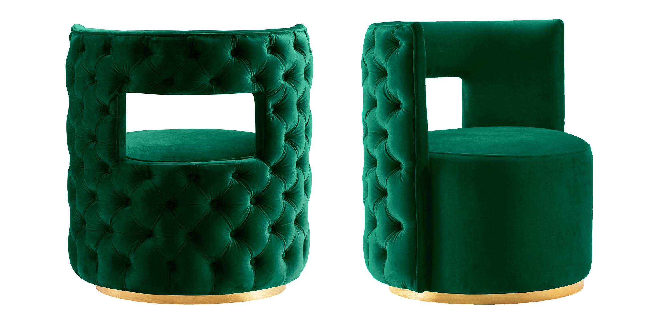 

    
Green Velvet & Gold Swivel Base Chair Set 2 THEO 594Green Meridian Contemporary
