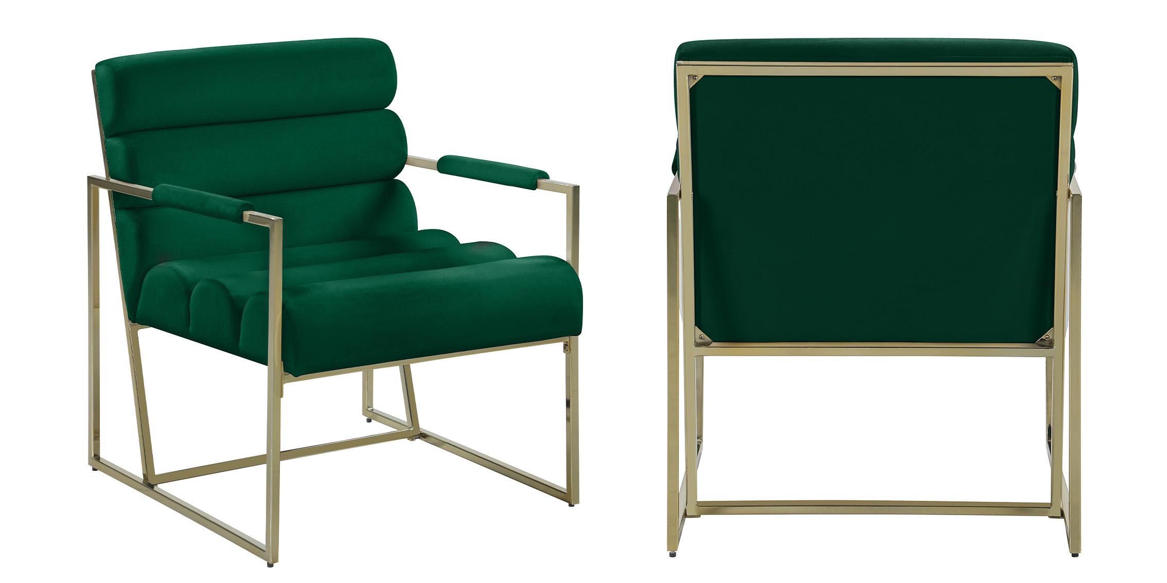 

    
Green Velvet & Gold Tufted Accent Chair Set 2Pcs WAYNE 526Green Meridian Modern
