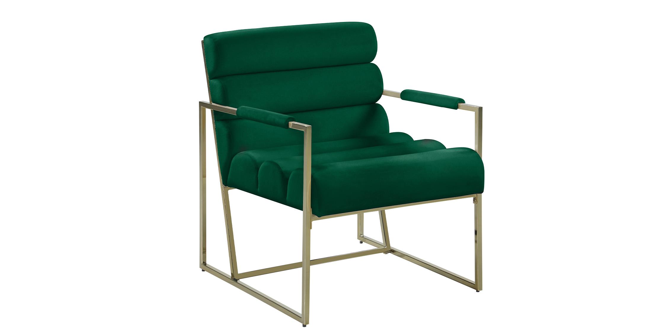 Contemporary, Modern Accent Chair WAYNE 526Green 526Green in Green, Gold Velvet