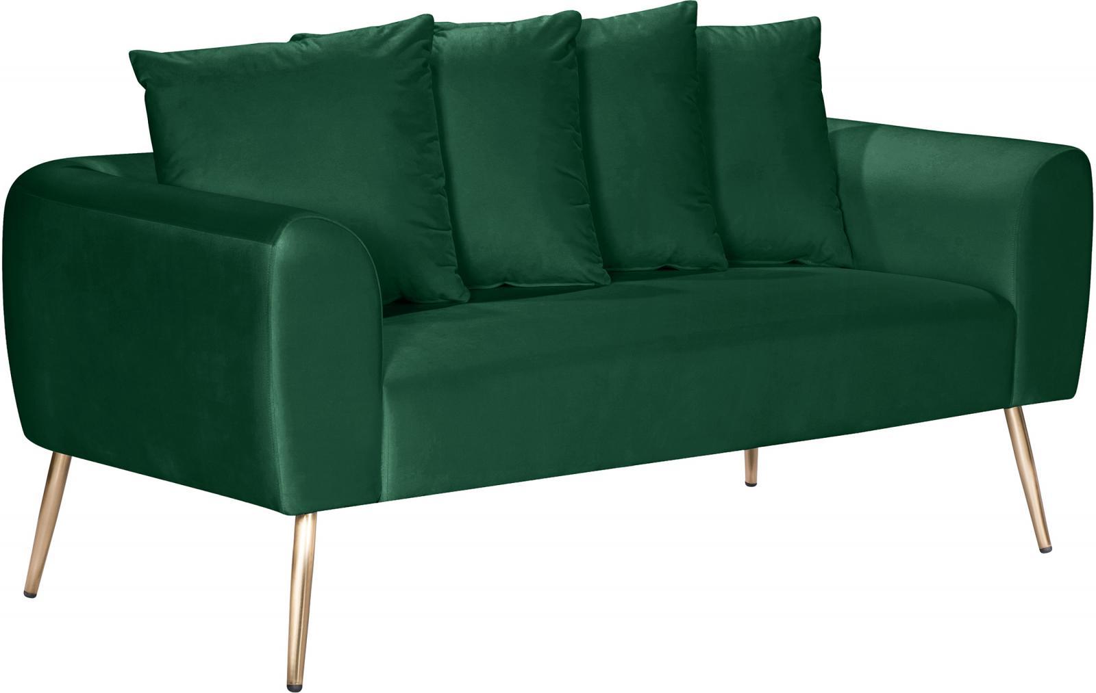 

        
753359801278GREEN Velvet Quinn Sofa Set 3Pcs MERIDIAN Contemporary Modern Mid-Century
