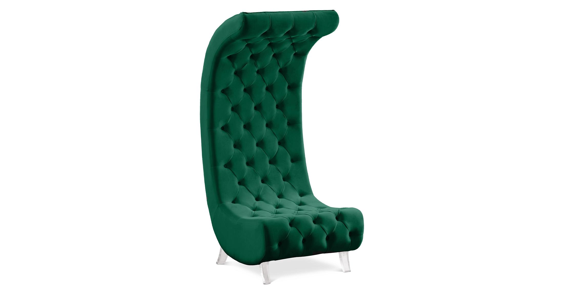 Contemporary, Modern Accent Chair CRESCENT 568Green-C 568Green-C in Green Velvet