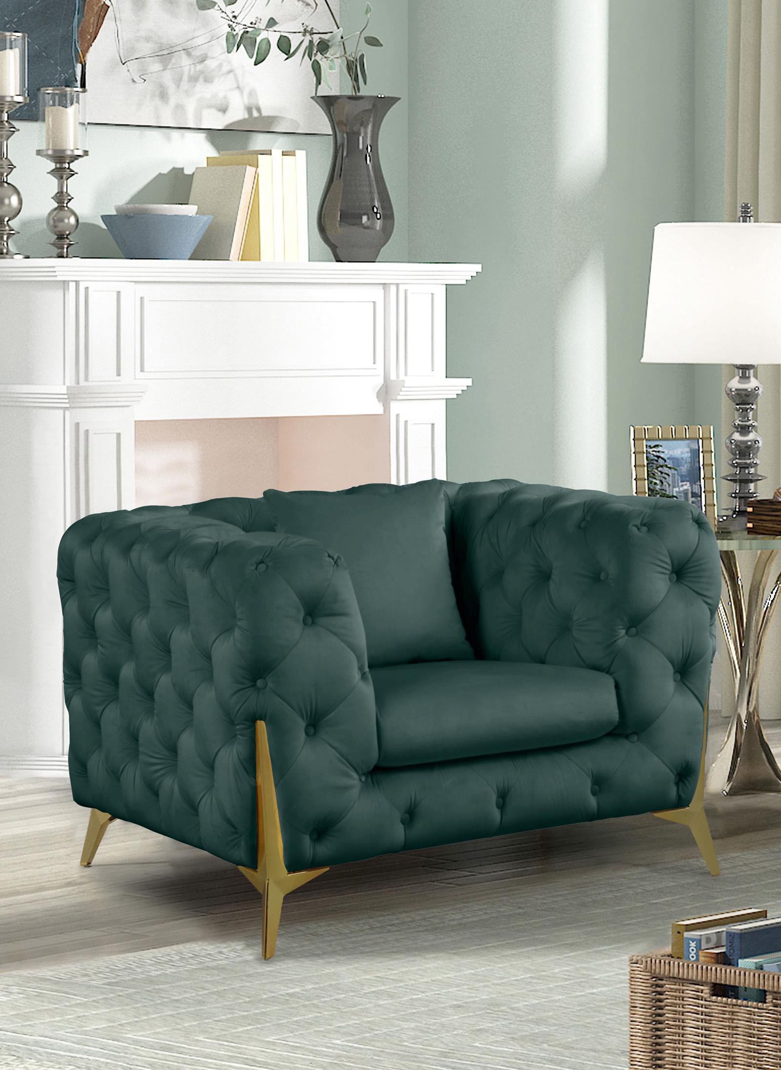 

    
Green Velvet Tufted Arm Chair KINGDOM 695Green-C Meridian Contemporary Modern

