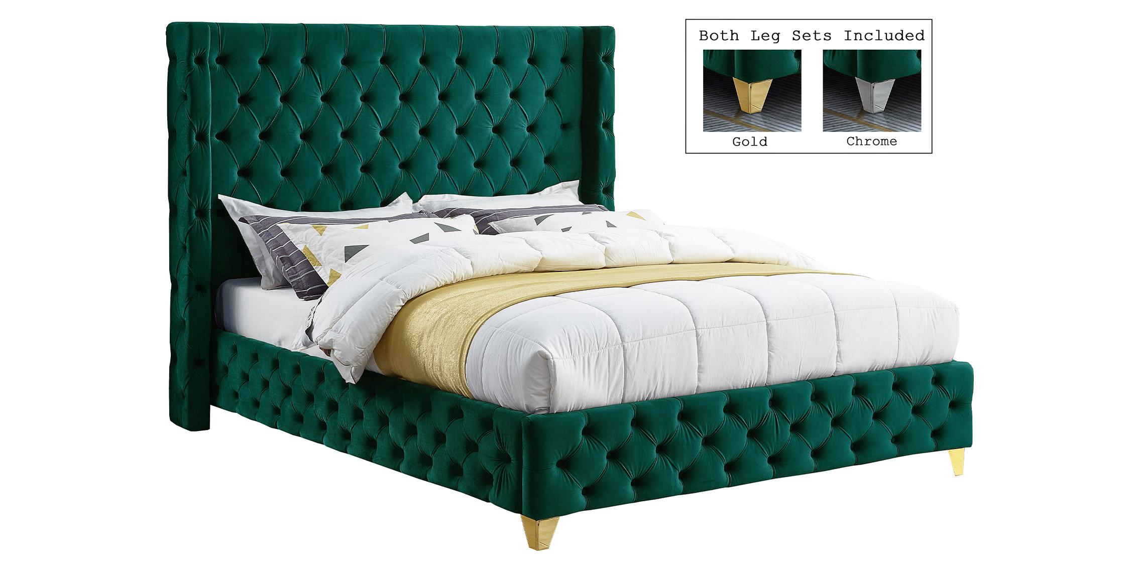 

    
Green Velvet Tufted Full Bed SAVAN SavanGreen-F Meridian Modern Contemporary
