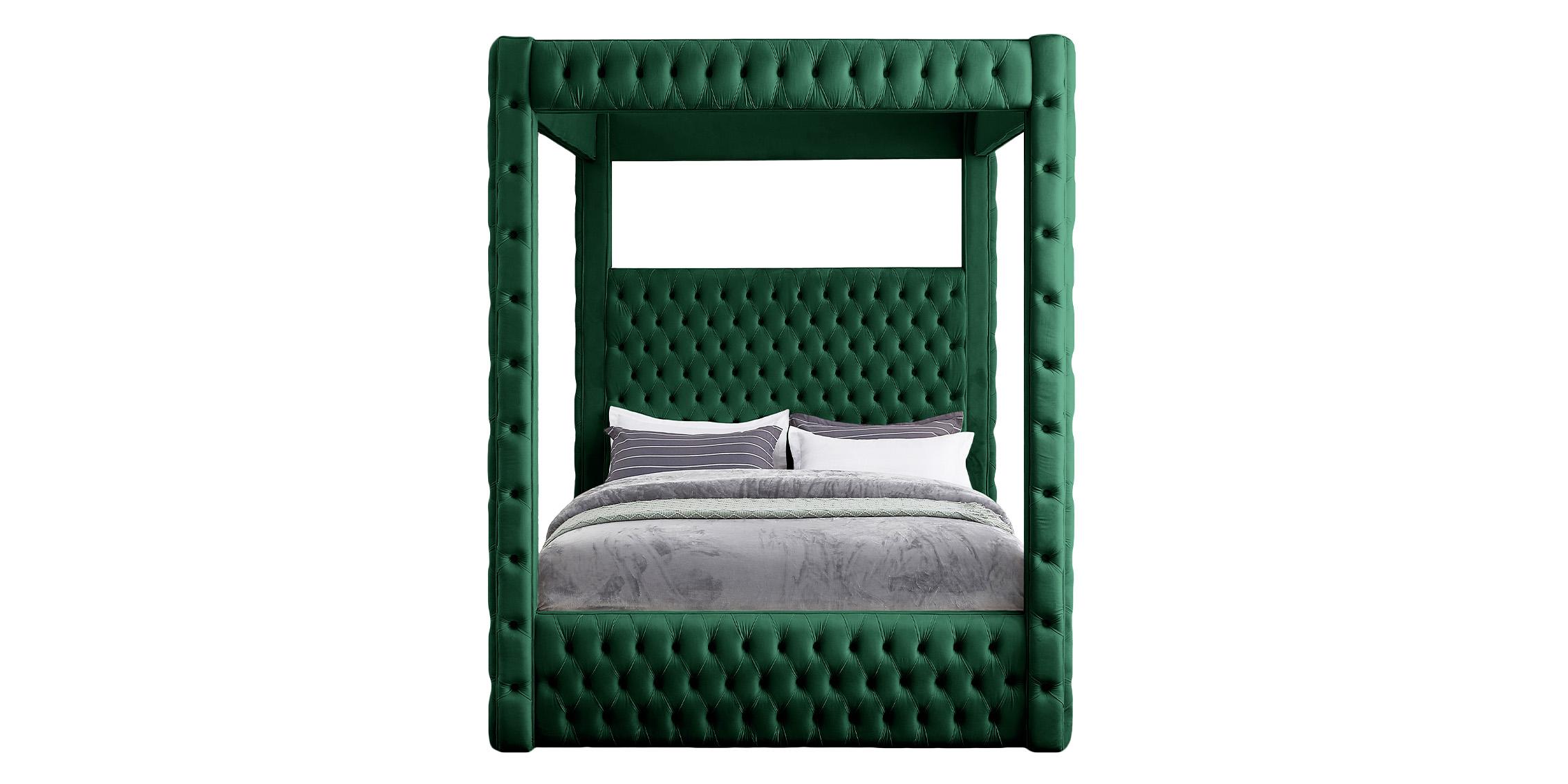 

        
Meridian Furniture ROYAL RoyalGreen-K Canopy Bed Green Velvet 094308266879
