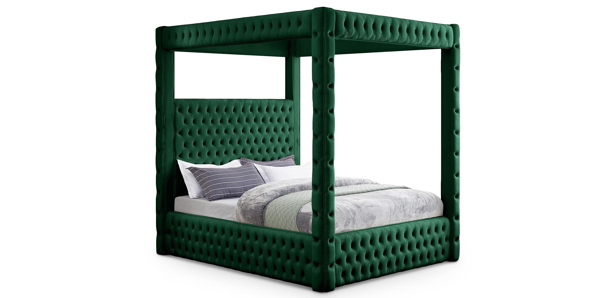 

    
Green Velvet Tufted King Canopy Bed ROYAL RoyalGreen-K Meridian Contemporary
