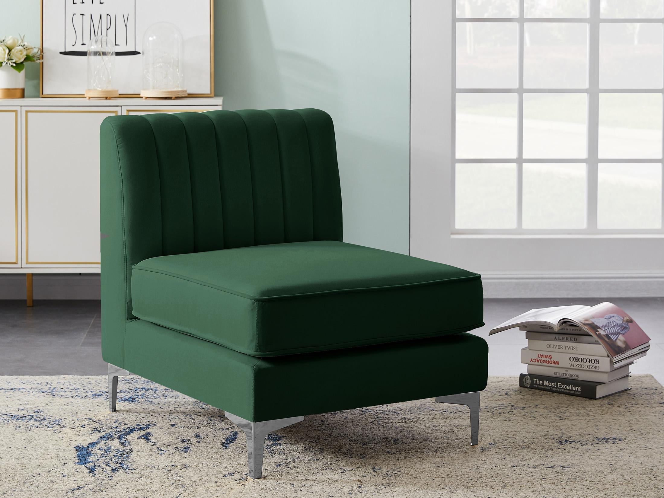

    
604Green-Armless GREEN Velvet Tufted Modular Armless Chair ALINA 604Green-Armless Meridian Modern
