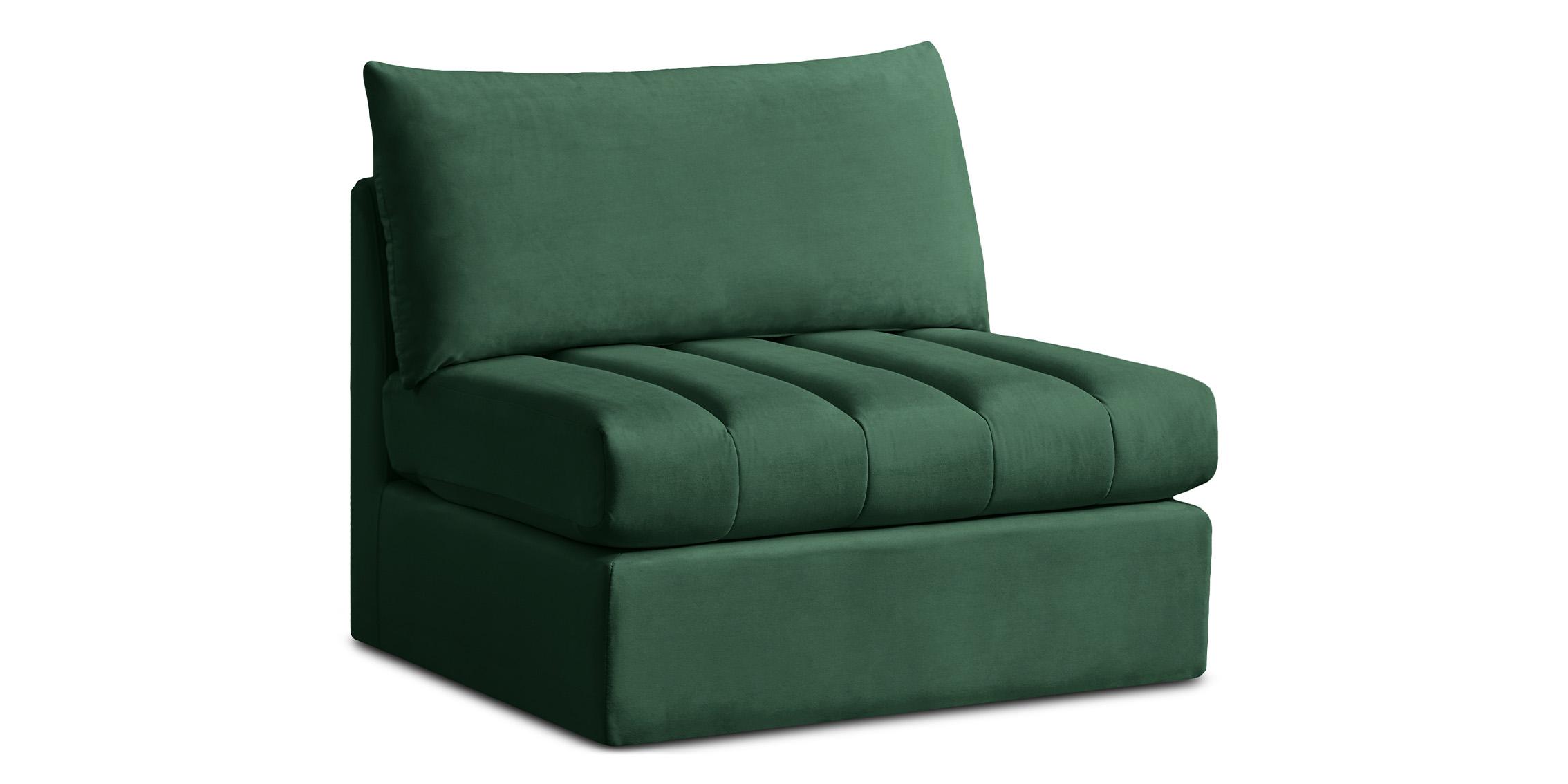 

    
GREEN Velvet Tufted Modular Armless Chair JACOB 649Green-Armless Meridian
