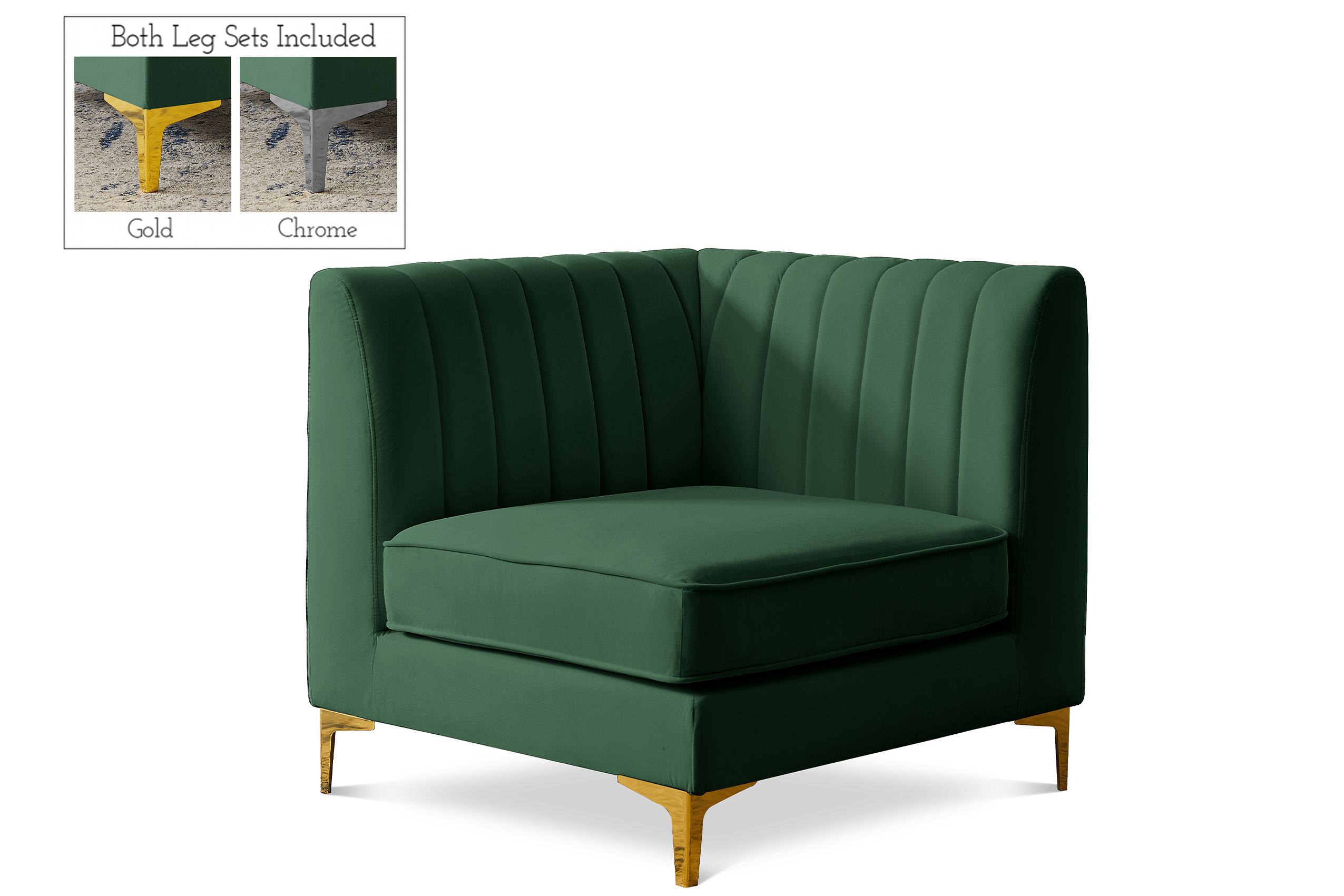

    
GREEN Velvet Tufted Modular Corner Chair ALINA 604Green-Corner Meridian Modern
