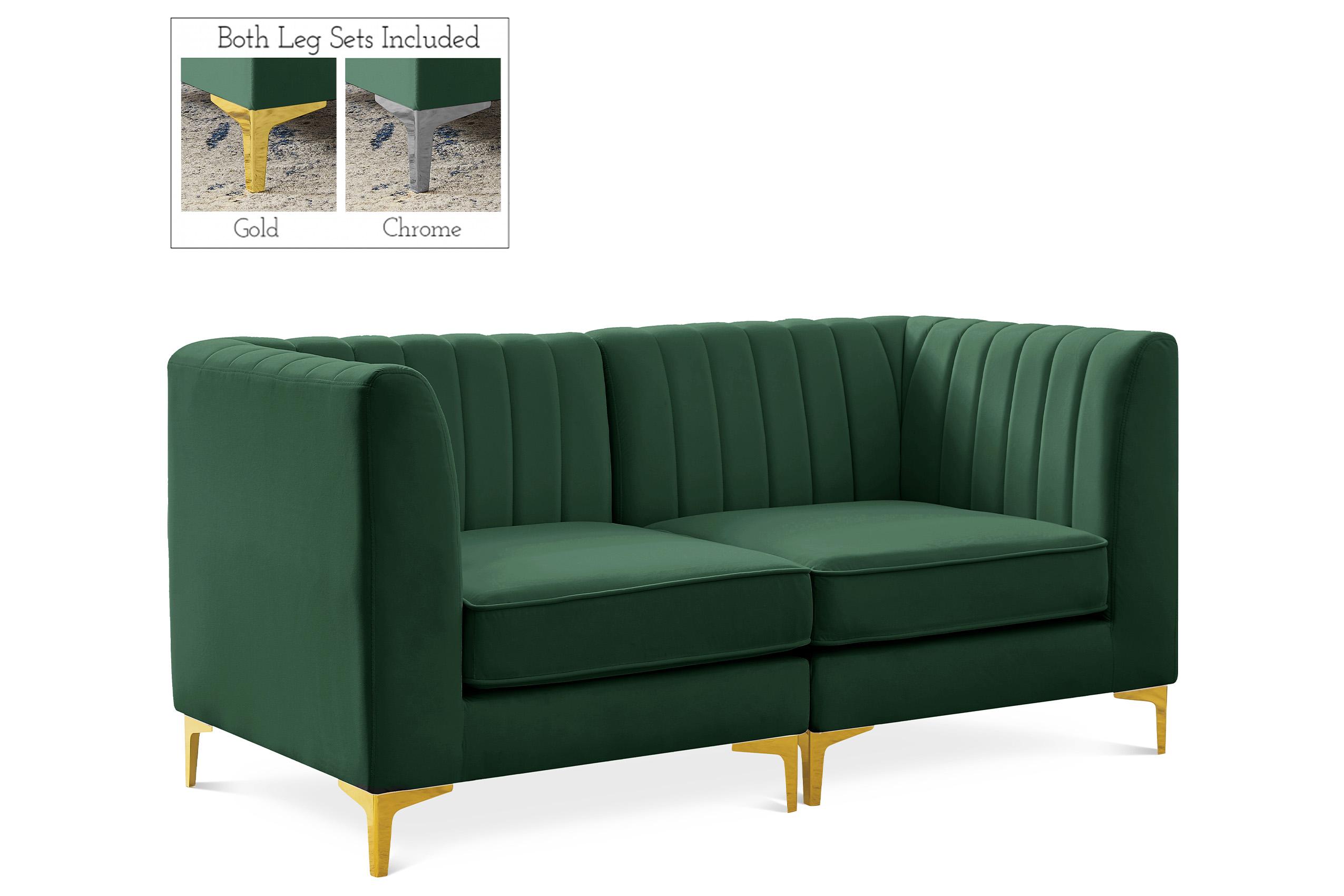 Contemporary, Modern Modular Sectional Sofa ALINA 604Green-S67 604Green-S67 in Green Velvet