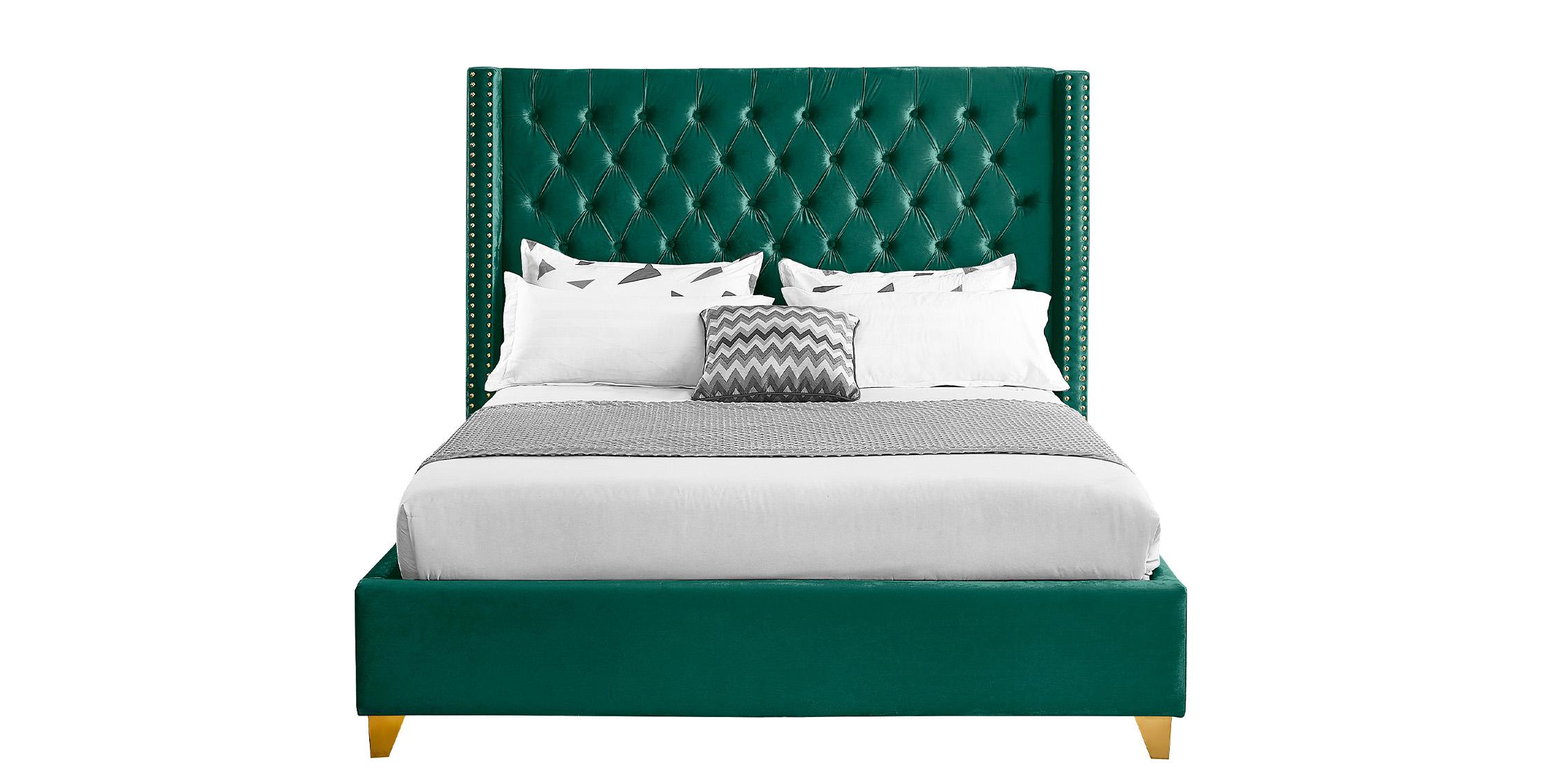 

    
Green Velvet Tufted Queen Bed BAROLO Green-Q Meridian Modern Contemporary
