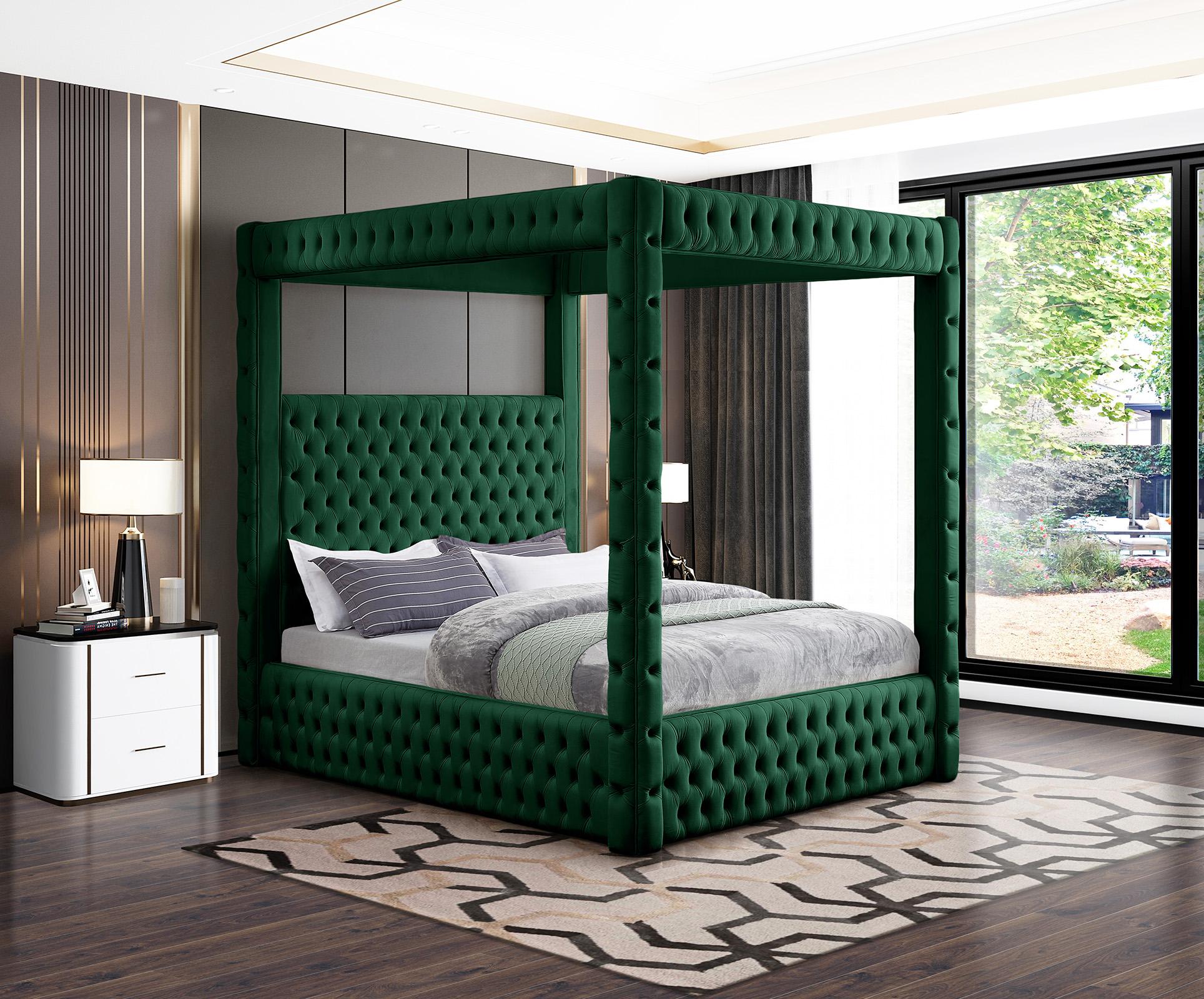 

    
Green Velvet Tufted Queen Canopy Bed ROYAL RoyalGreen-Q Meridian Contemporary
