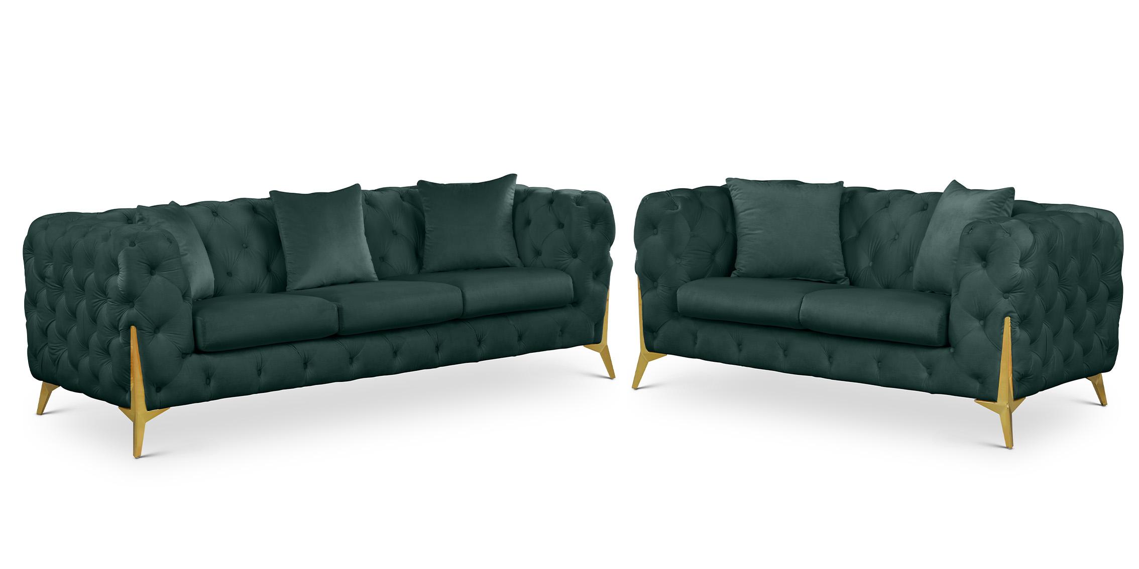 Contemporary, Modern Sofa Set KINGDOM 695Green 695Green-S-Set-2 in Green Velvet