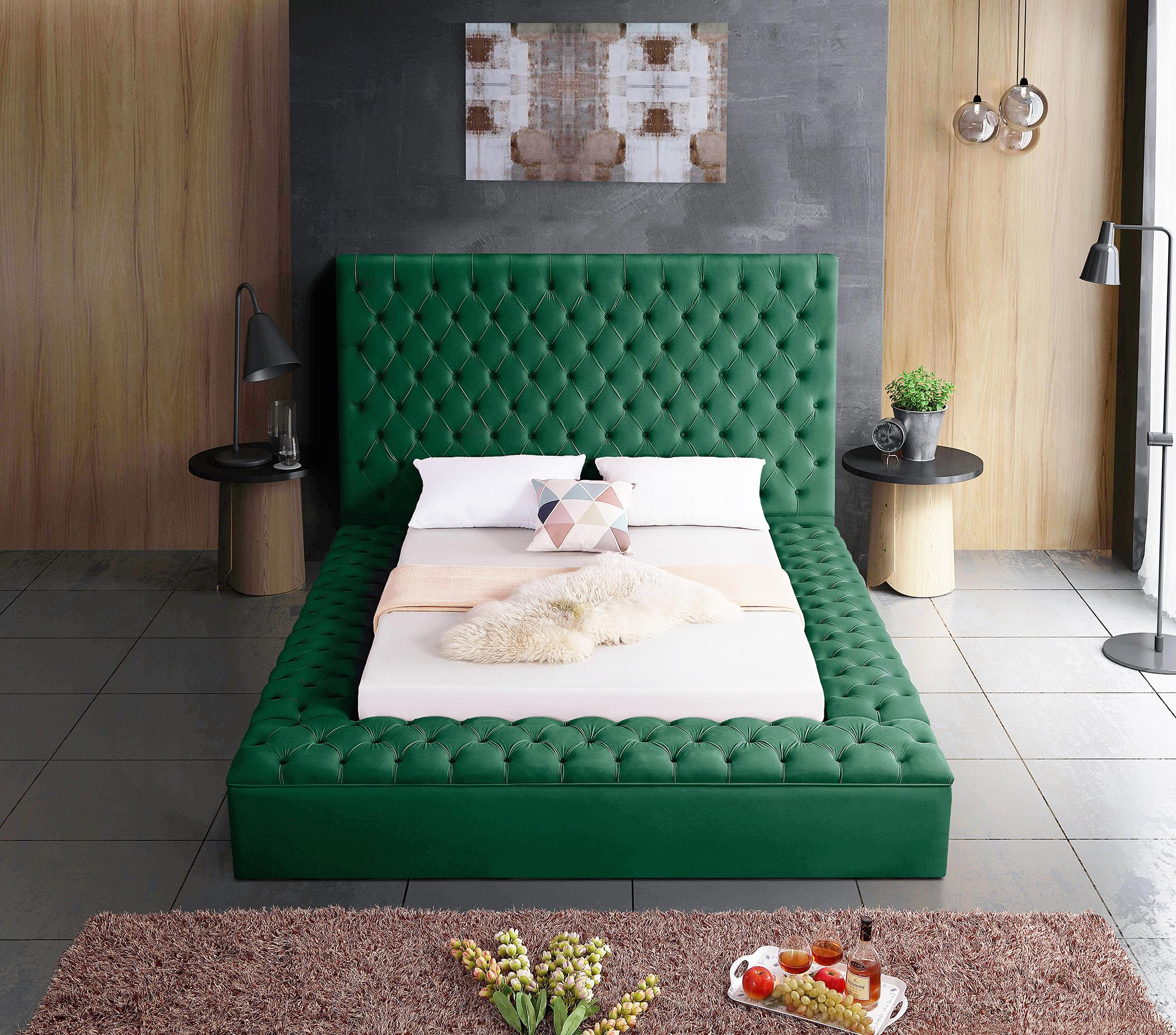 

    
BlissGreen-Q Green Velvet Tufted Storage Queen Bed BLISS Meridian Contemporary Modern
