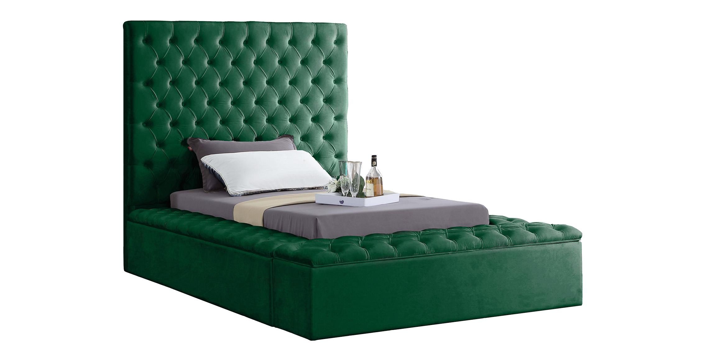 

    
Green Velvet Tufted Storage Twin Bed BLISS Meridian Contemporary Modern
