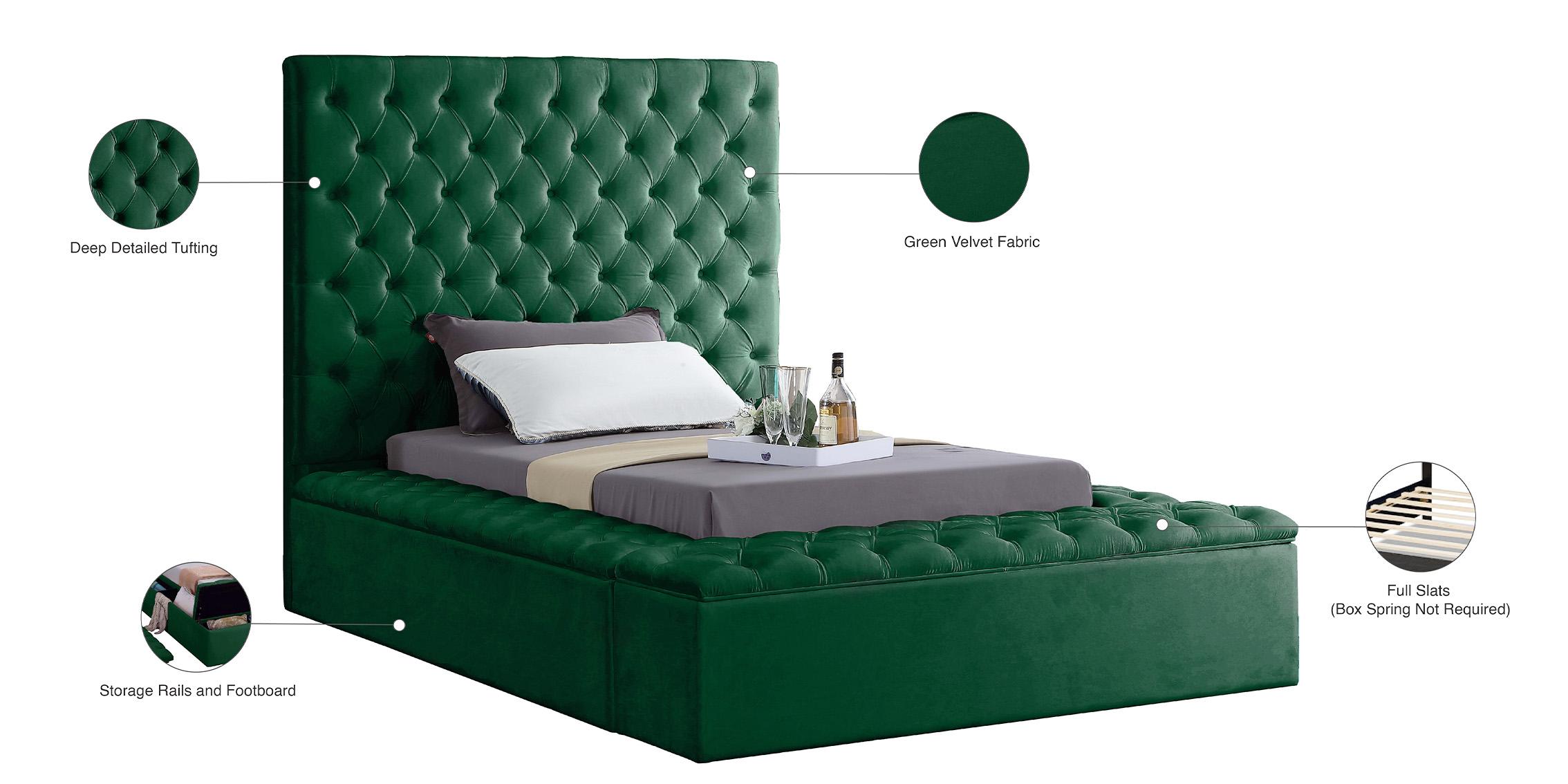 

    
 Order  Green Velvet Tufted Storage Twin Bed BLISS Meridian Contemporary Modern
