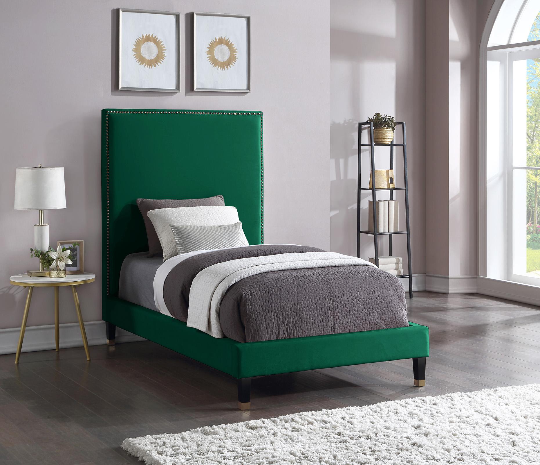 

    
Green Velvet Twin Bed HARLIE HarlieGreen-T Meridian Modern Contemporary

