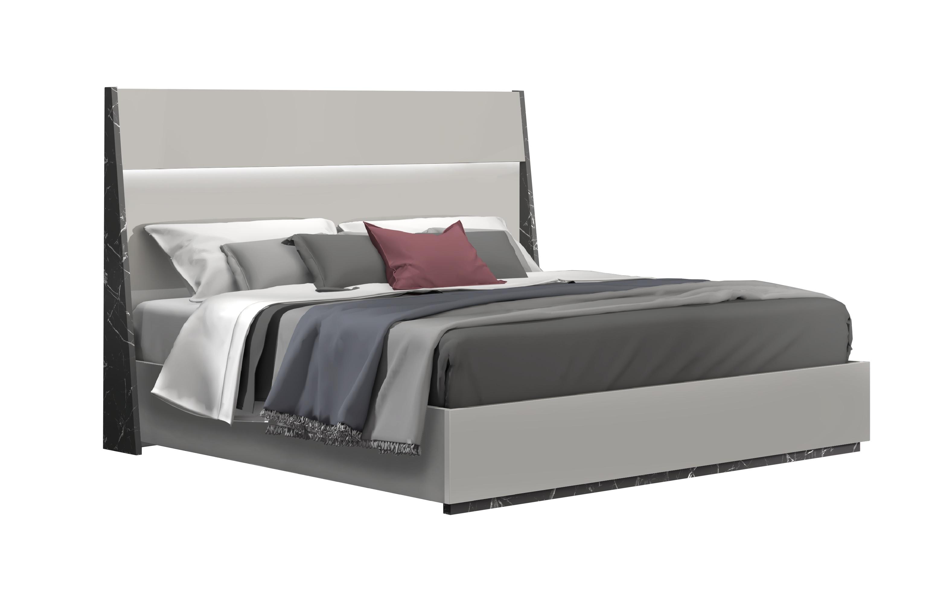 Contemporary, Modern Platform Bed Stoneage 17455-Q in Gray, Black 