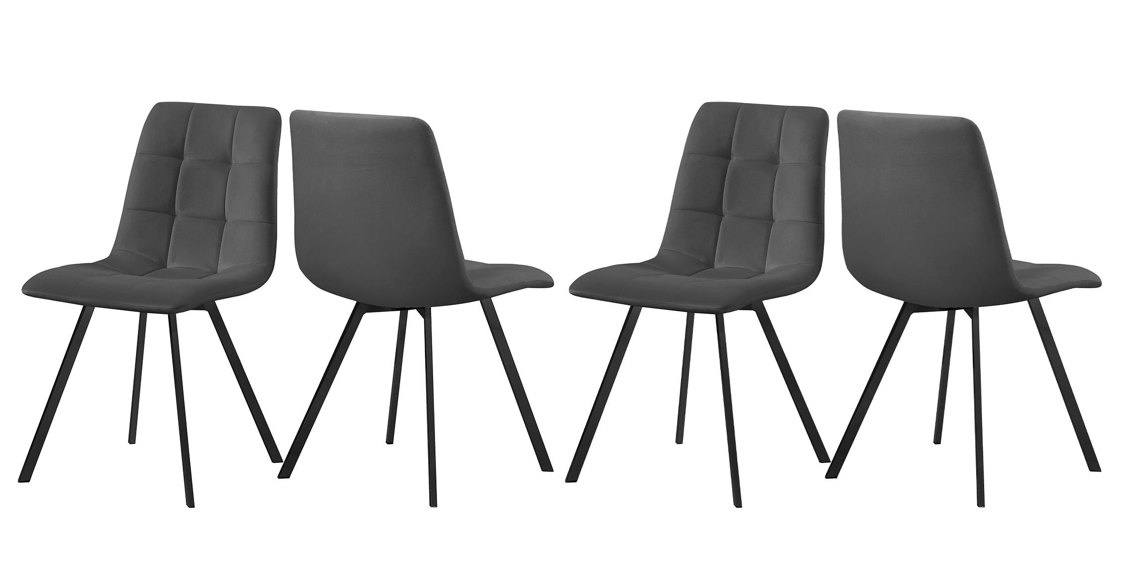 

    
Grey & Black Velvet Dining Chair Set 4 Pcs ANNIE 981Grey-C Meridian Modern
