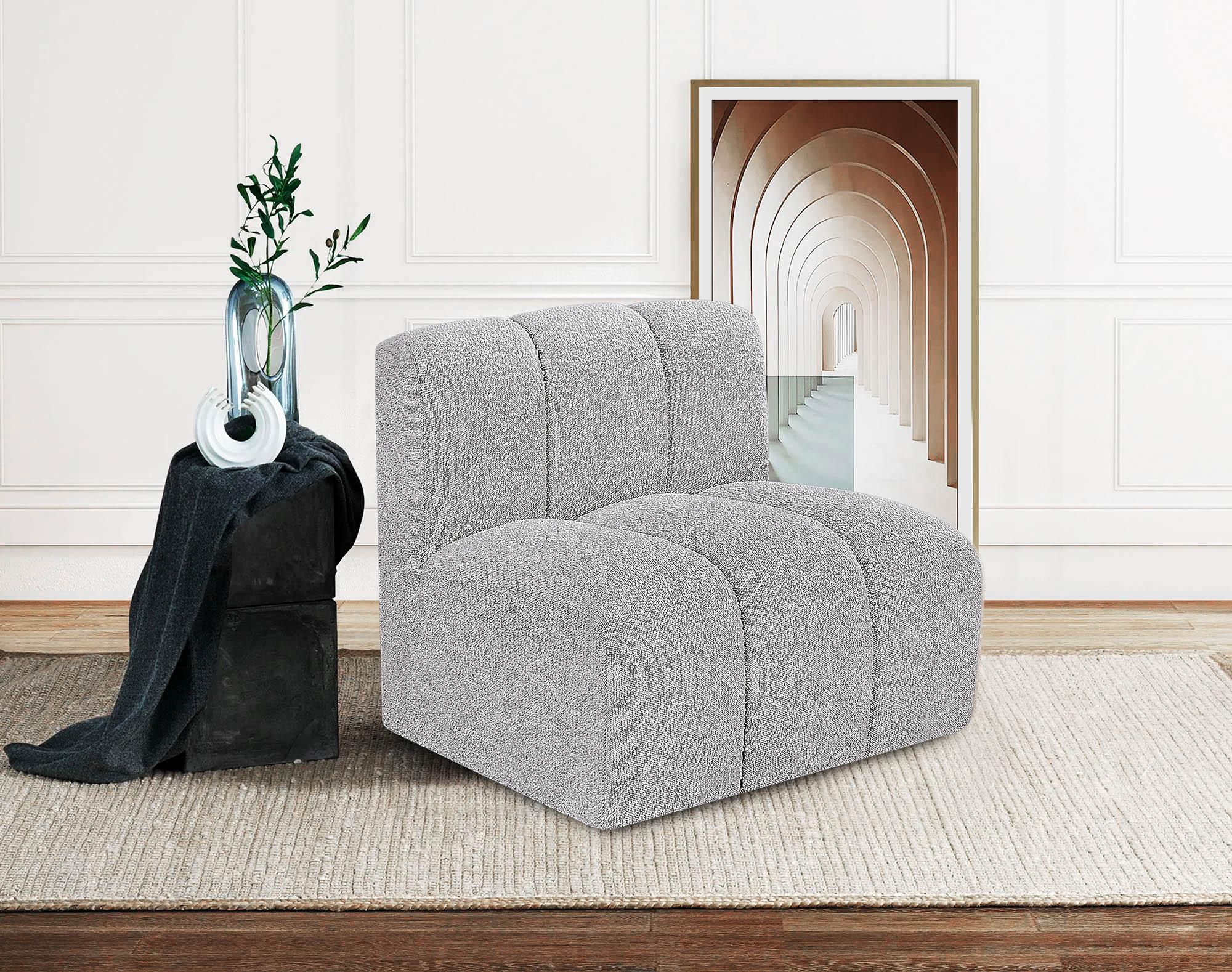 

    
Grey Boucle Channel Tufted Modular Chair ARC 102Grey-ST Meridian Contemporary
