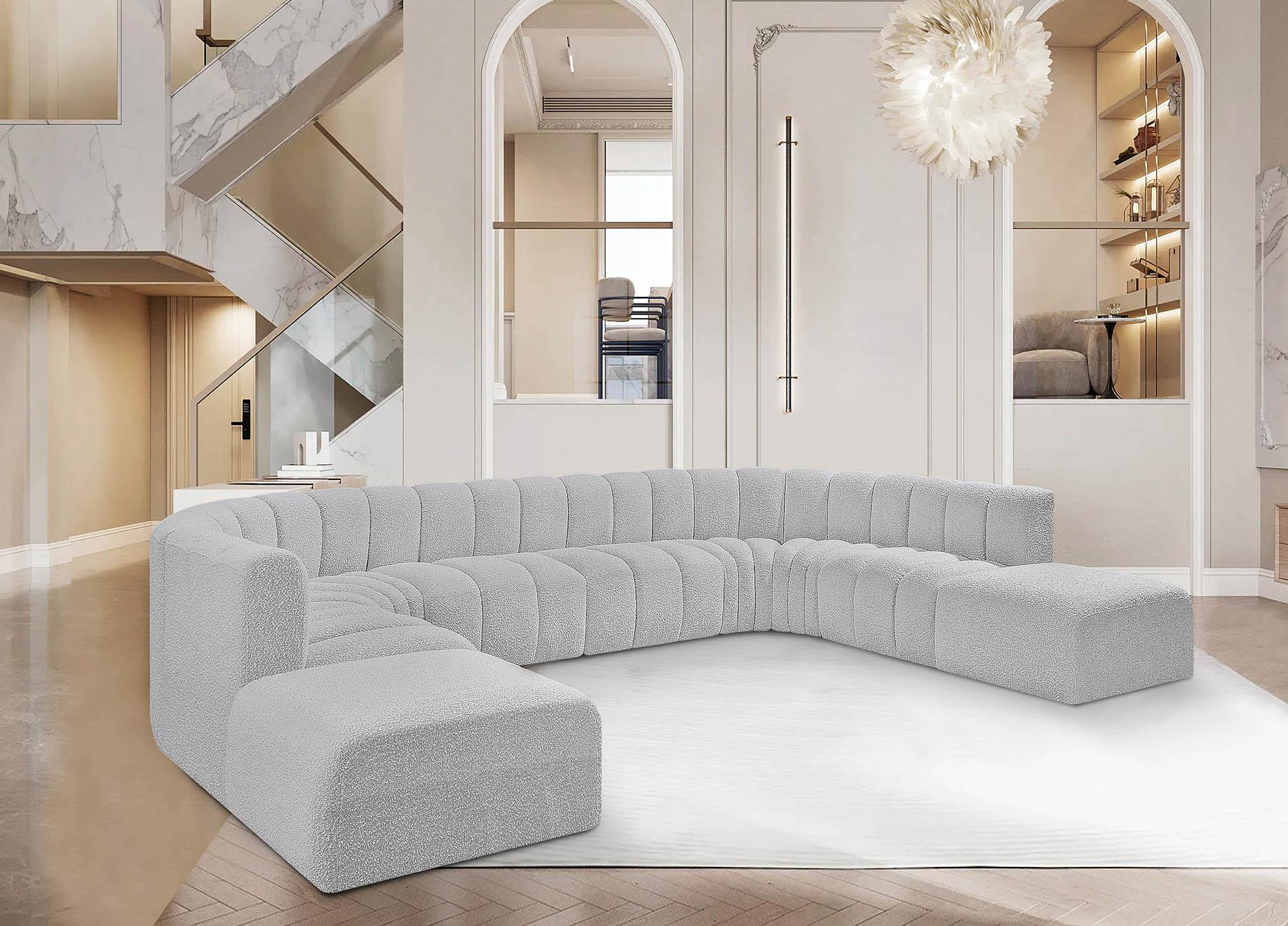 

    
Grey Boucle Channel Tufted Modular Sectional ARC 102Grey-S10A Meridian Modern
