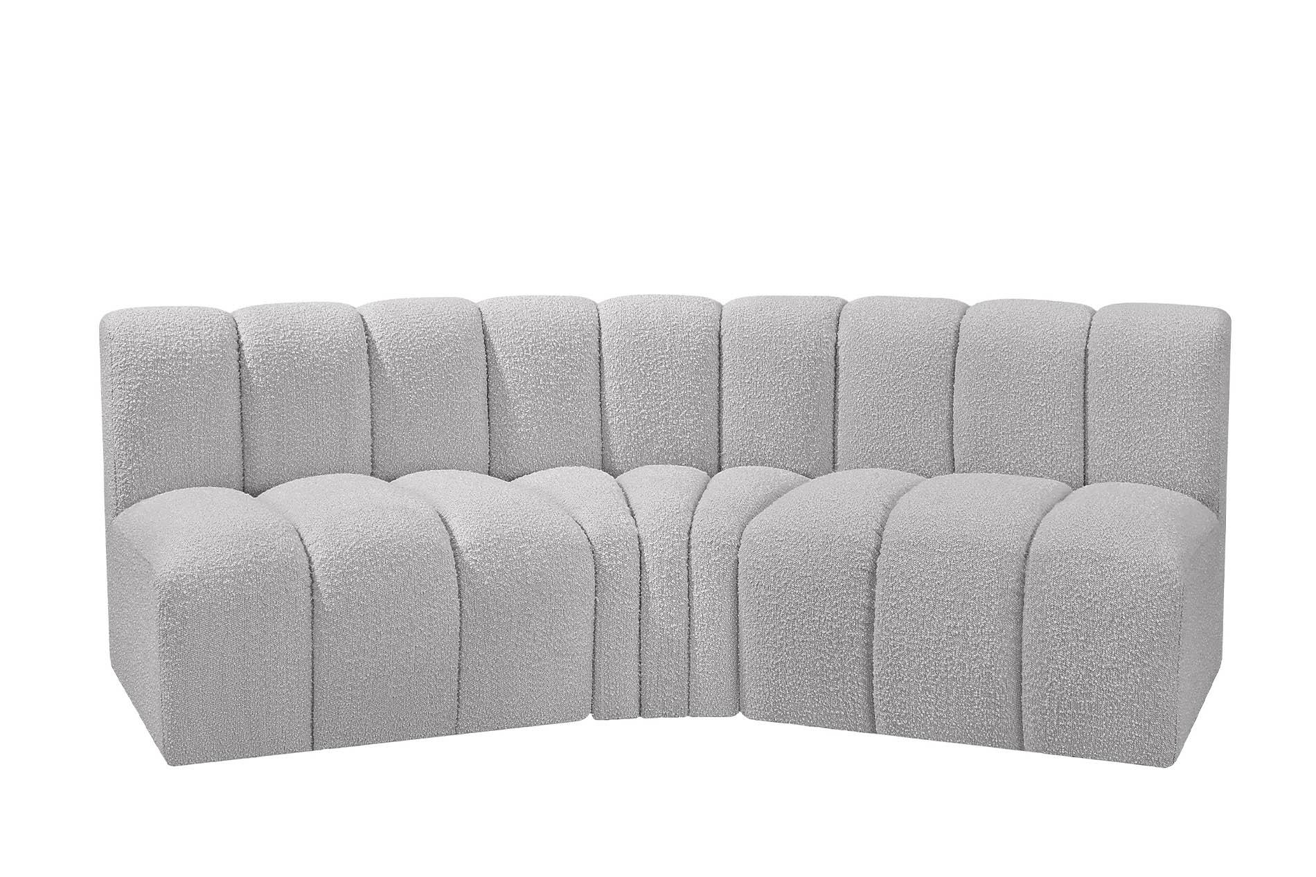 

        
Meridian Furniture ARC 102Grey-S3B Modular Sectional Sofa Gray Boucle 094308298085
