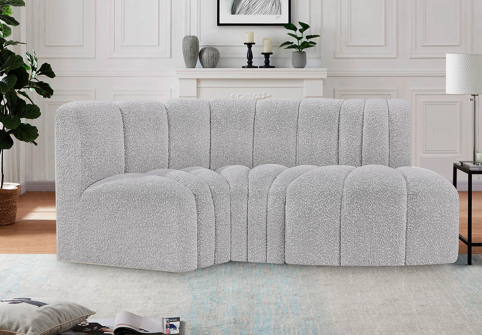 

    
Grey Boucle Channel Tufted Modular Sectional ARC 102Grey-S3D Meridian Modern
