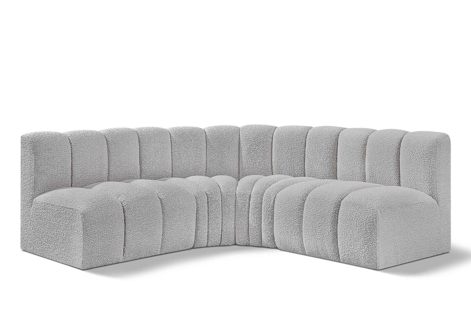 

    
Grey Boucle Channel Tufted Modular Sectional ARC 102Grey-S4B Meridian Modern
