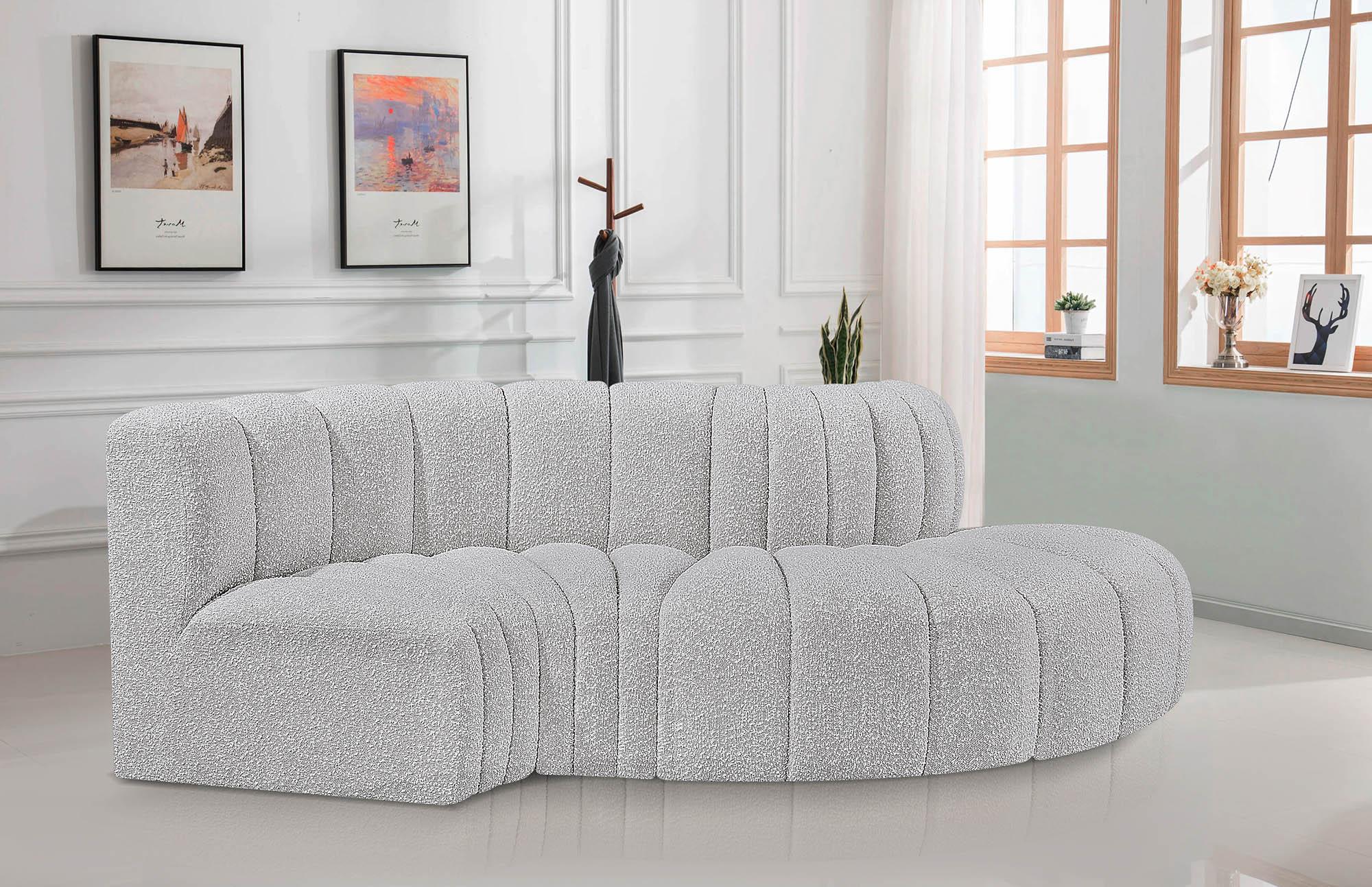 

    
Grey Boucle Channel Tufted Modular Sectional ARC 102Grey-S4D Meridian Modern
