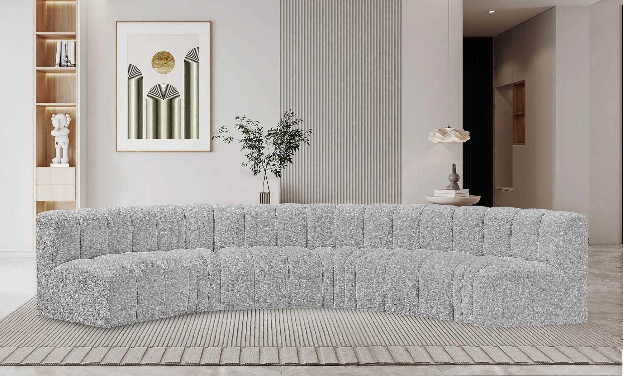 

    
Grey Boucle Channel Tufted Modular Sectional ARC 102Grey-S6B Meridian Modern
