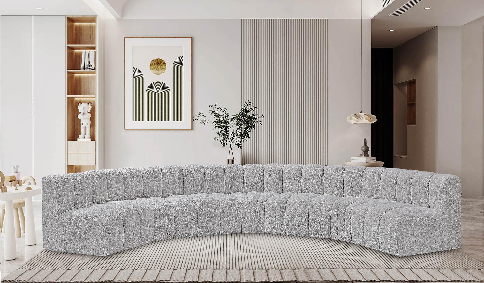 

    
Grey Boucle Channel Tufted Modular Sectional ARC 102Grey-S7B Meridian Modern

