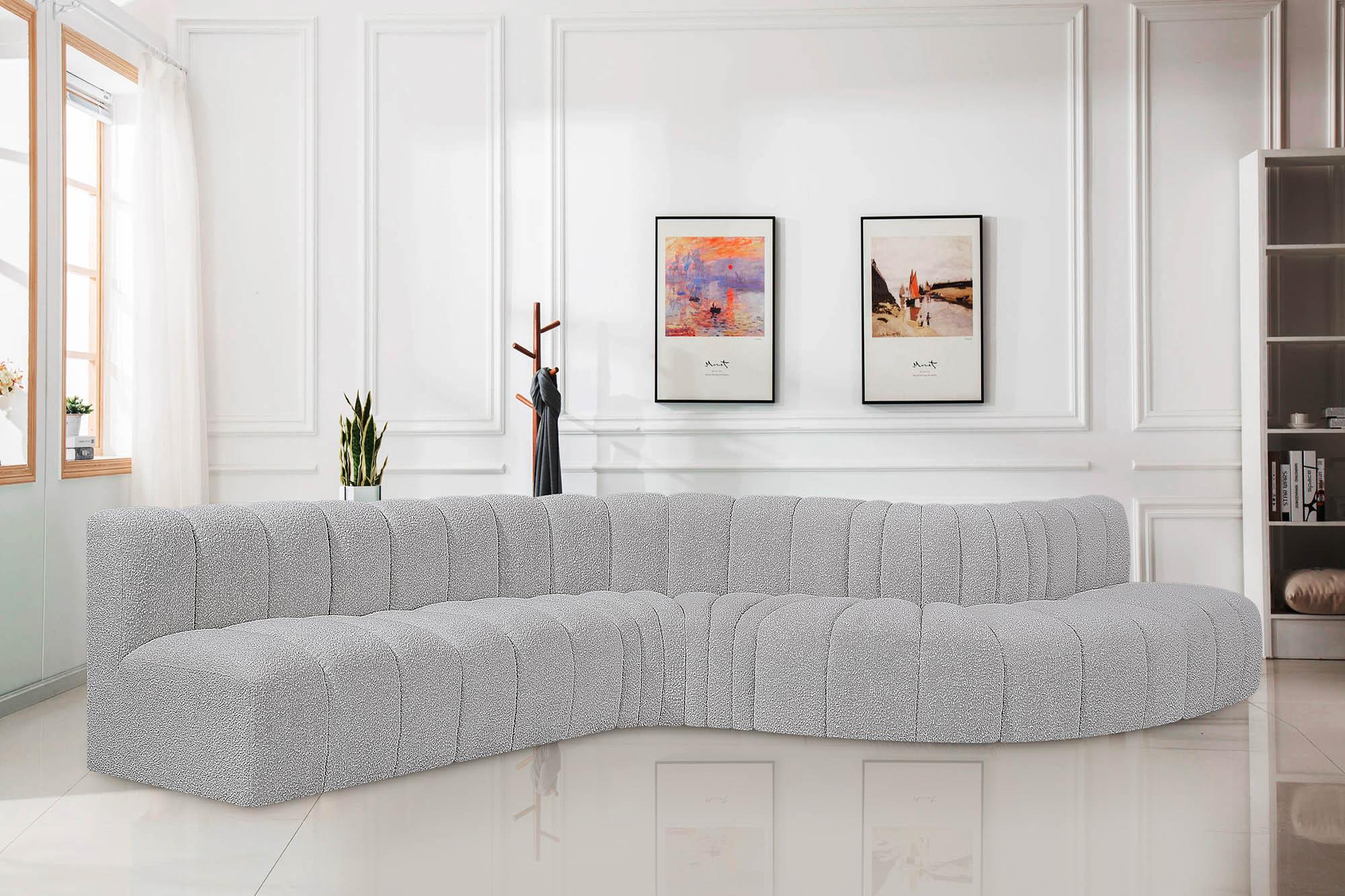 

    
Grey Boucle Channel Tufted Modular Sectional ARC 102Grey-S7C Meridian Modern
