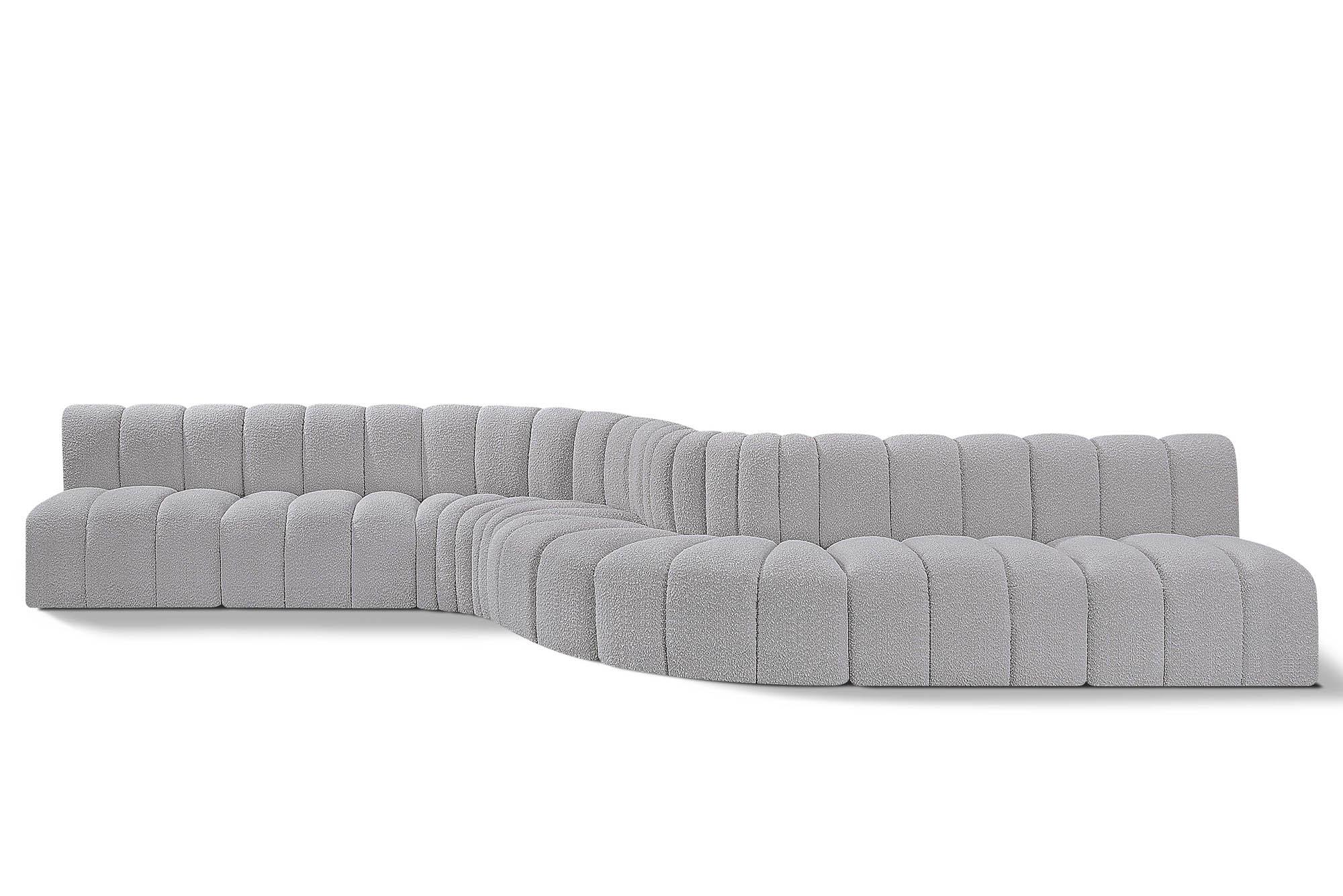 

    
Grey Boucle Channel Tufted Modular Sectional ARC 102Grey-S8C Meridian Modern
