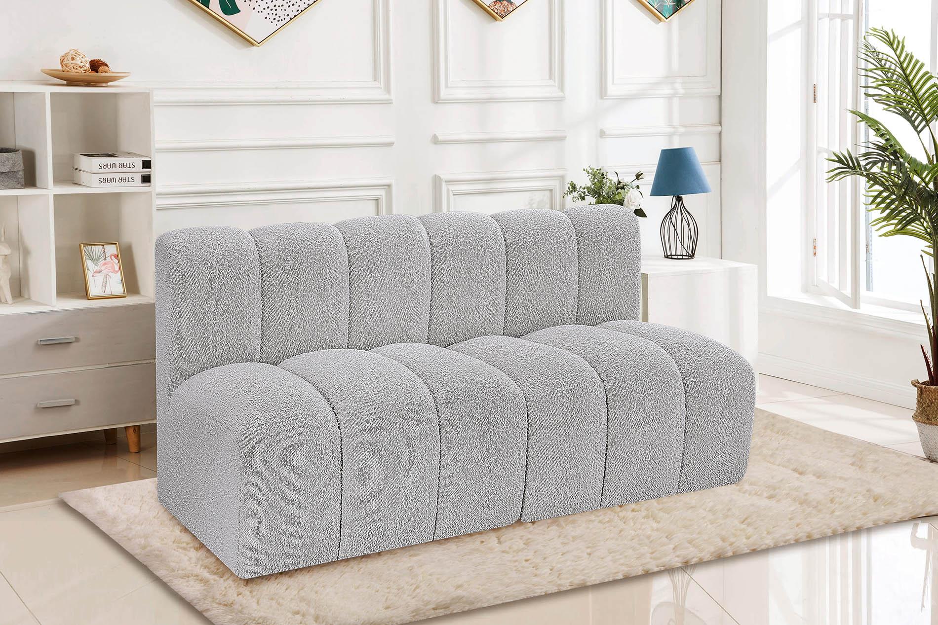 

    
Grey Boucle Channel Tufted Modular Sofa ARC 102Grey-S2A Meridian Contemporary

