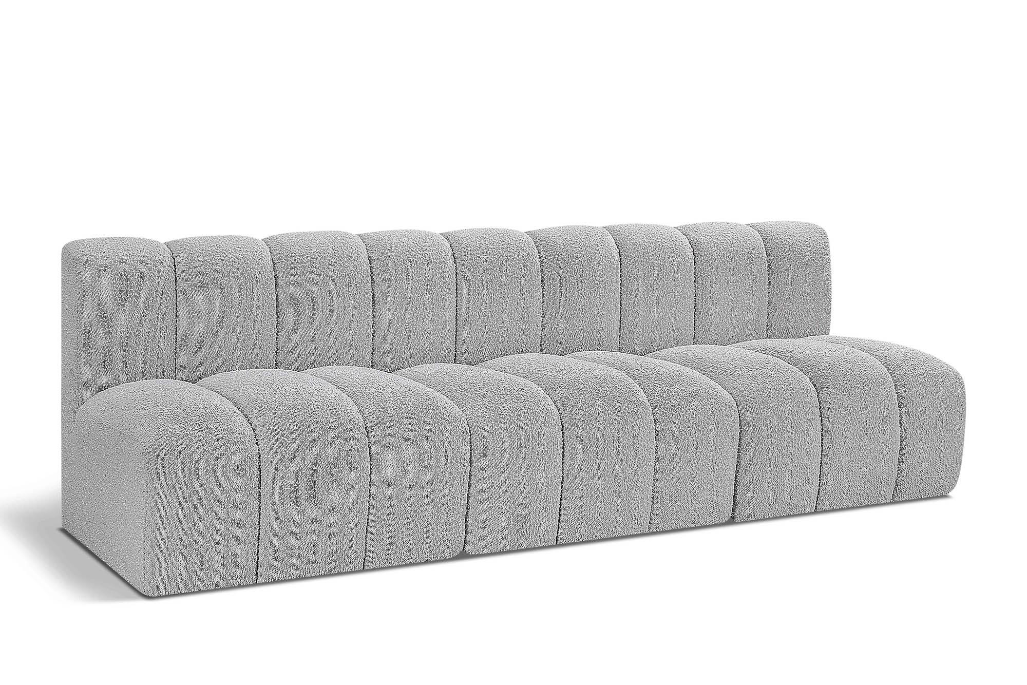 

    
Grey Boucle Channel Tufted Modular Sofa ARC 102Grey-S3F Meridian Contemporary
