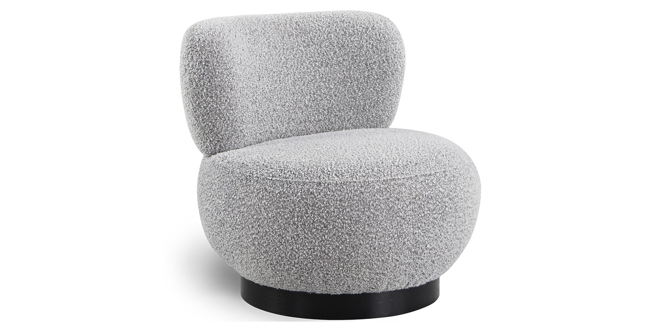 

    
Grey Boucle Fabric Accent Chair CALAIS 557Grey Meridian Mid-Century Modern
