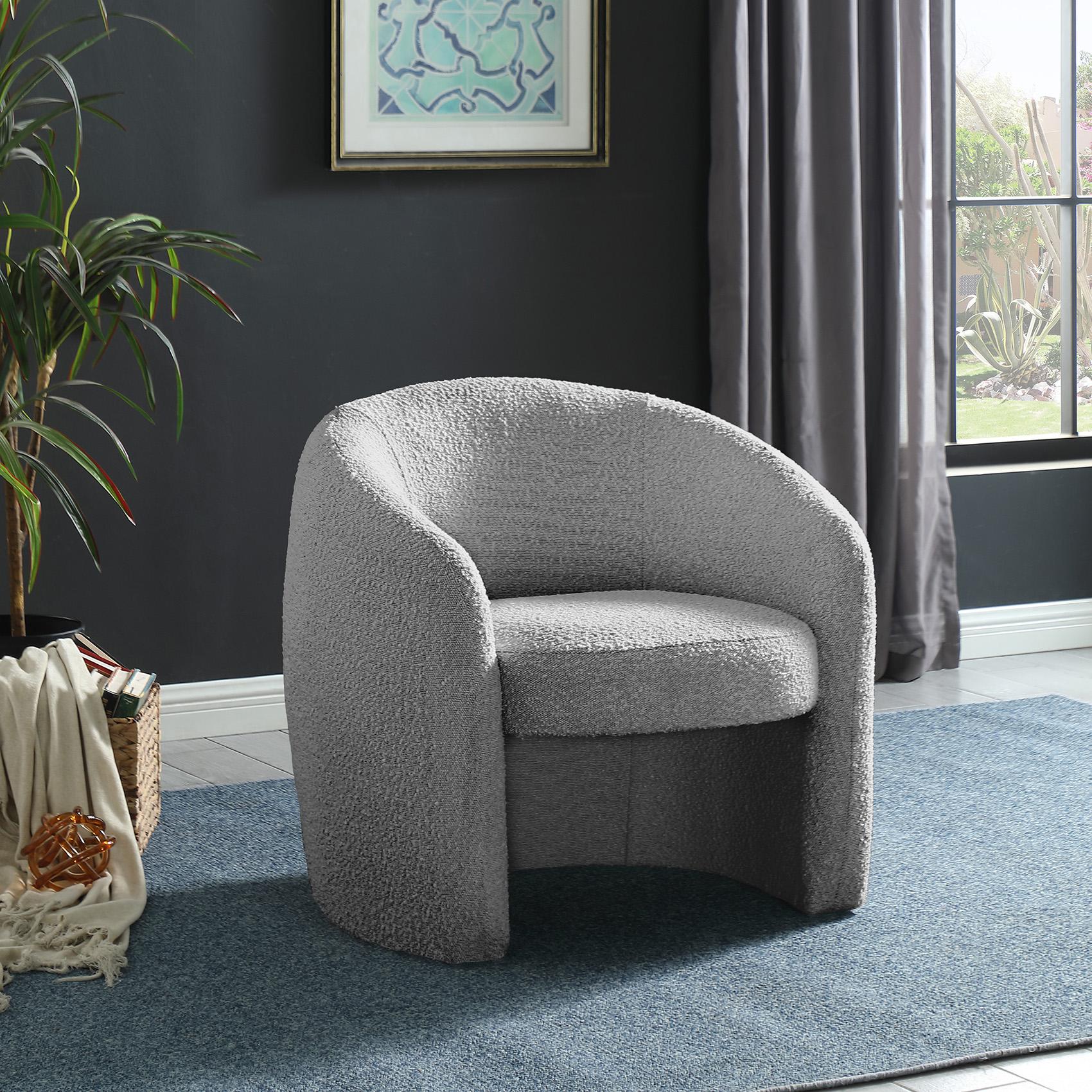 

    
Grey Boucle Fabric Accent Chair Set 2Pcs ACADIA 543Grey Meridian Contemporary
