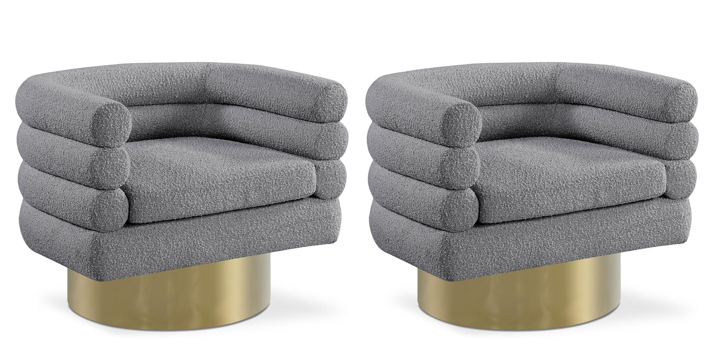 

    
Grey Boucle Fabric Accent Chair Set 2Pcs TESSA 544Grey Meridian Contemporary
