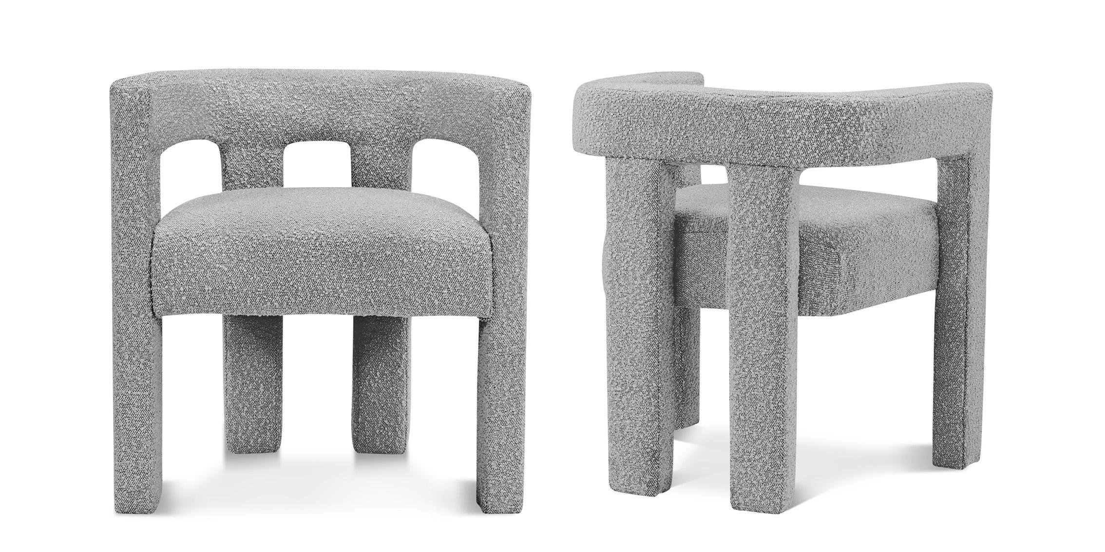 

    
Grey Boucle Fabric Dining Chair Set 2 Pcs ATHENA 864Grey-C Meridian Modern
