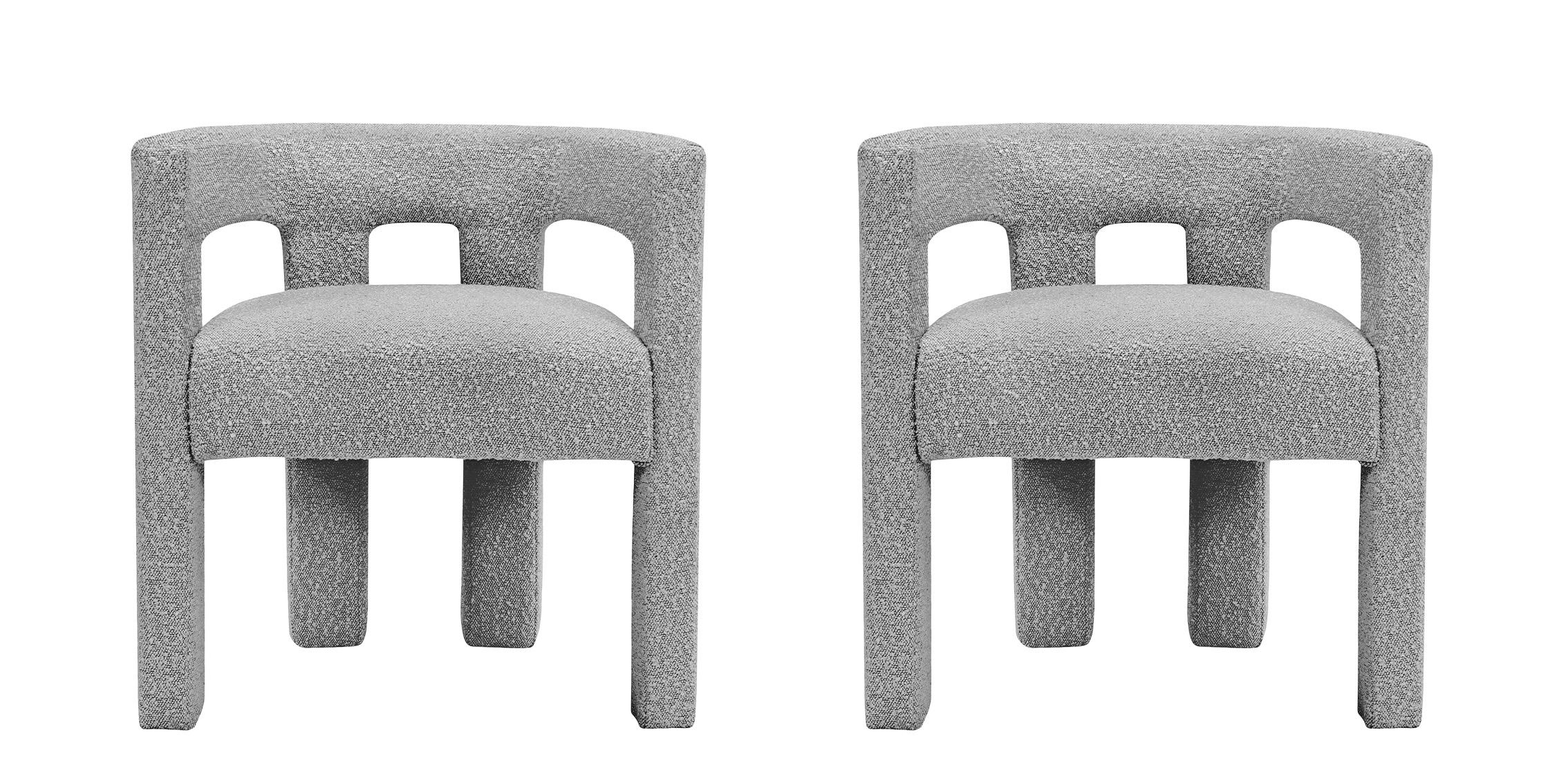 

    
Grey Boucle Fabric Dining Chair Set 2 Pcs ATHENA 864Grey-C Meridian Modern

